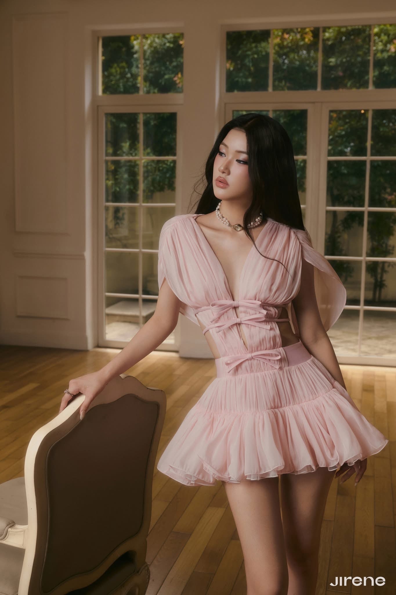 JIRENE Pink Ribbon Mini Dress
