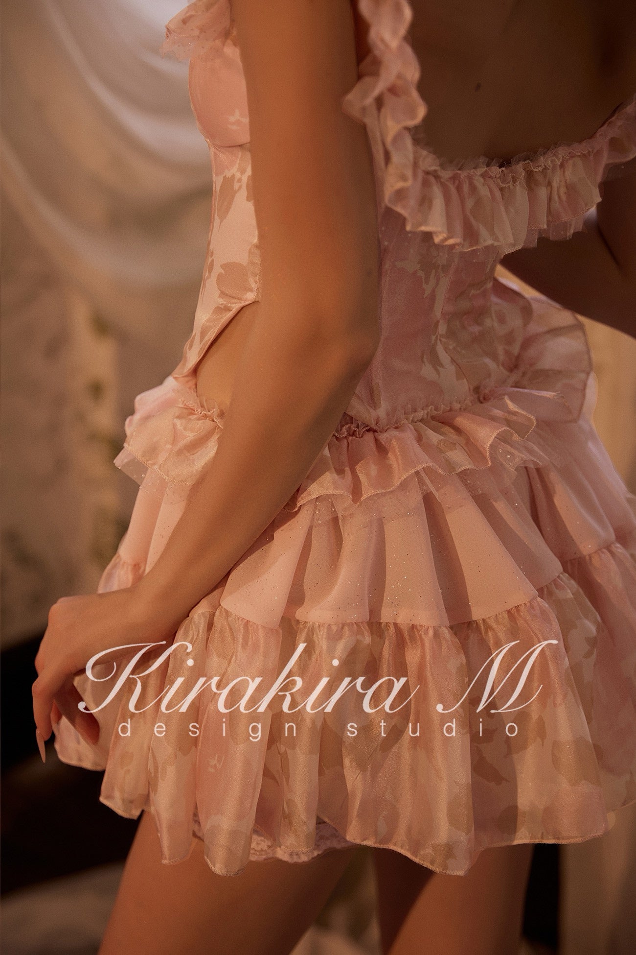 KIRAKIRA M Pink Puffy Mini Dress