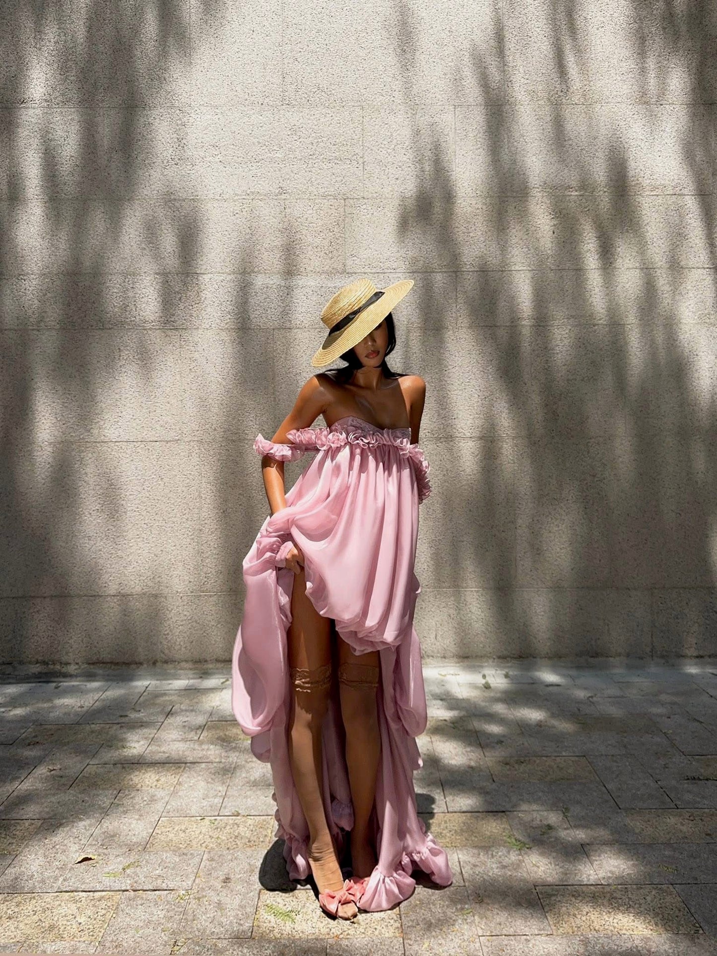 HUELLEY ROSE Pink Lly Maxi Dress