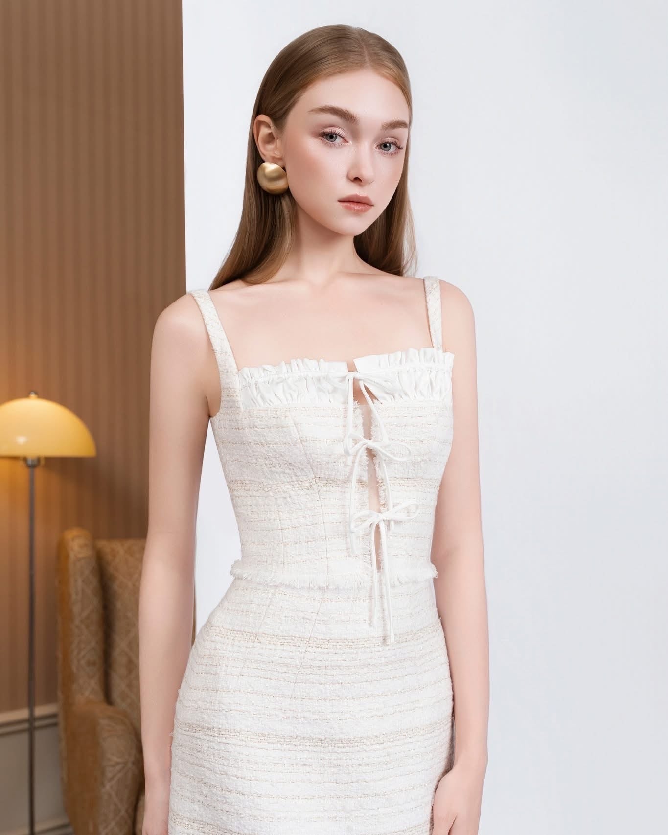 DETHEIA Elegant Sweet White Sabina A-line Maxi Dress