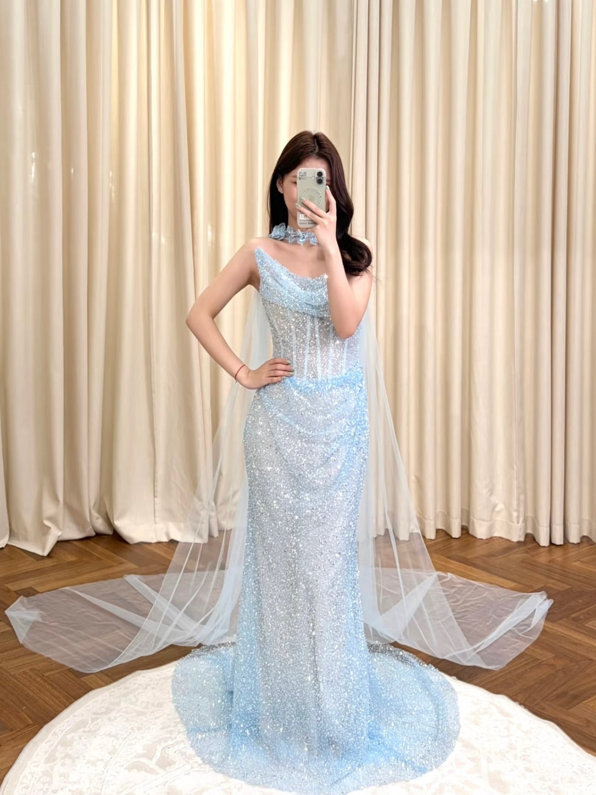 AMUSEE MOI WEEKEND Elegant Formal Blue Obsessed Maxi Dress