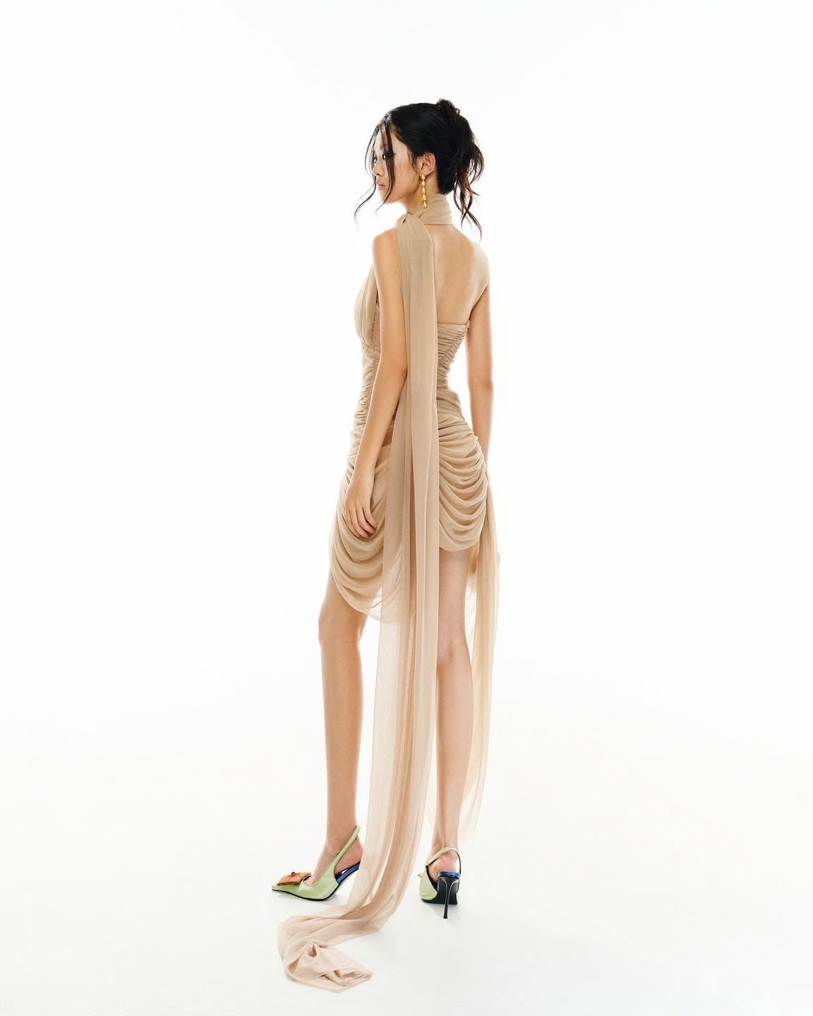 MUSTHAVE Nude Draped Shawl Mini Dress