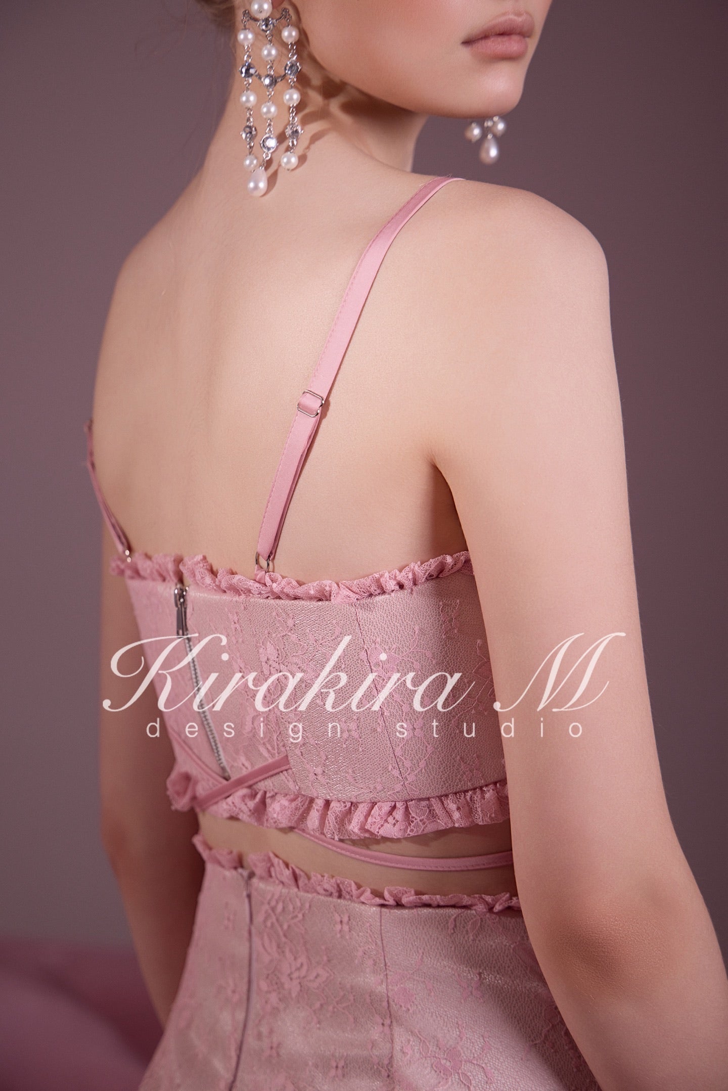 KIRAKIRA M Pink Lace-trimmed Top & High-waisted Shorts