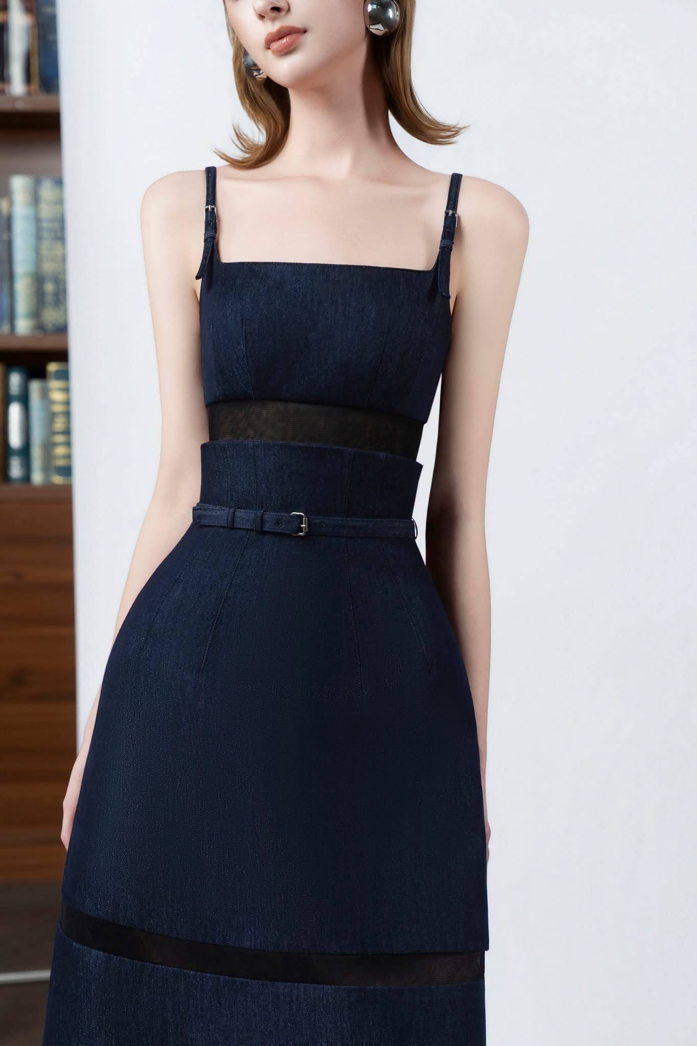 DETHEIA Elegant Vintage Navy Blue Cassiopeia Maxi Dress