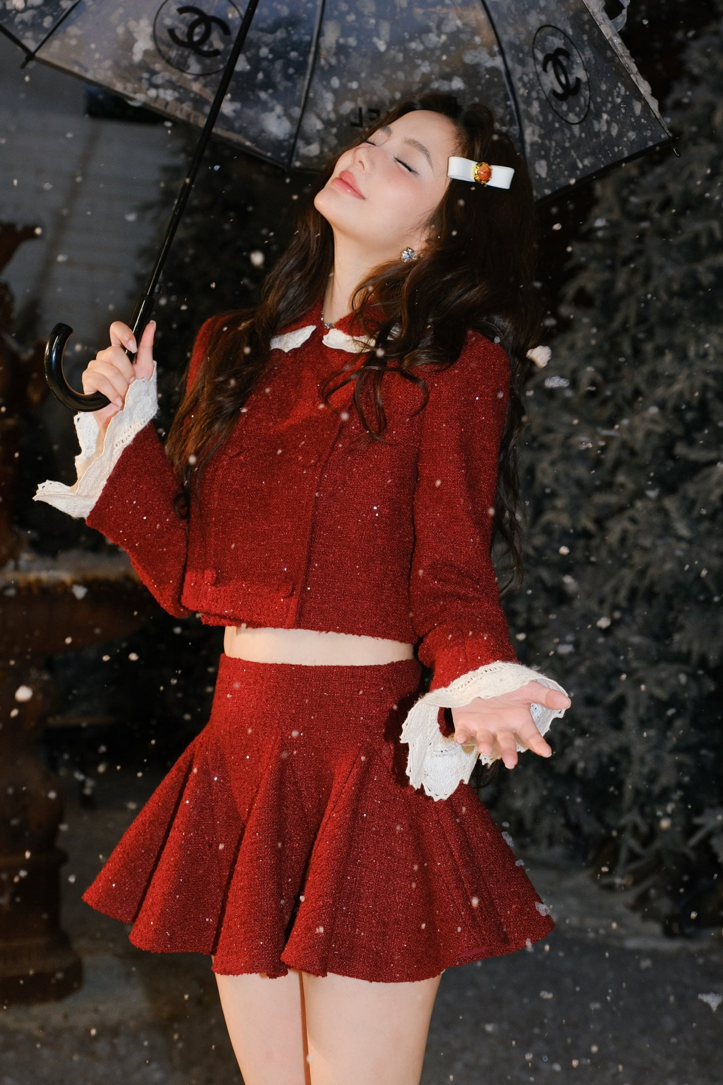 MASION WESTER Red Tweed Jacket & Skirt
