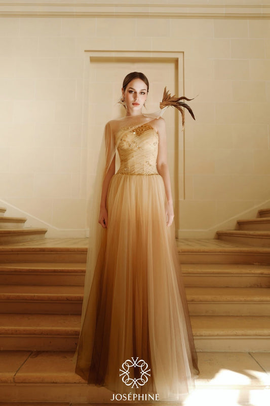 JOSEPHINE Brown Elegant Floral Anivie Maxi Dress