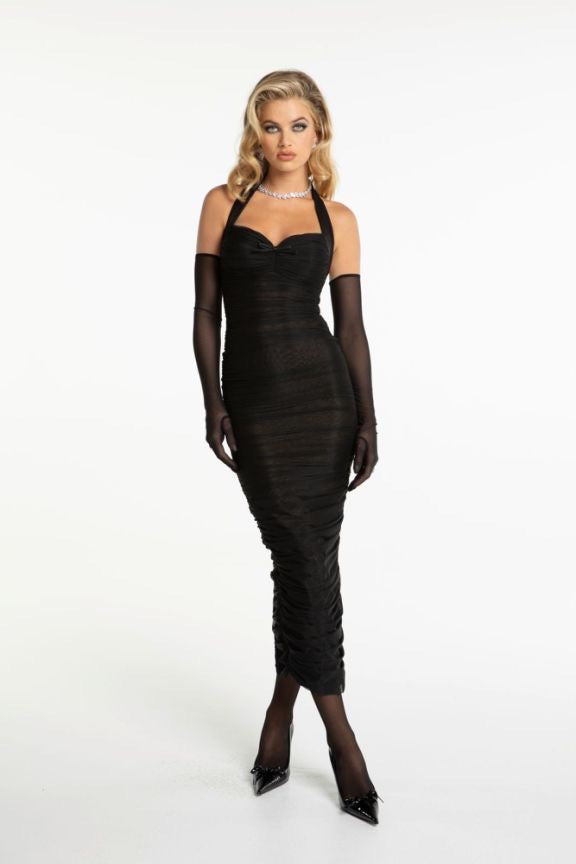 NANA JACQUELINE Nude Halterneck Maxi Dress