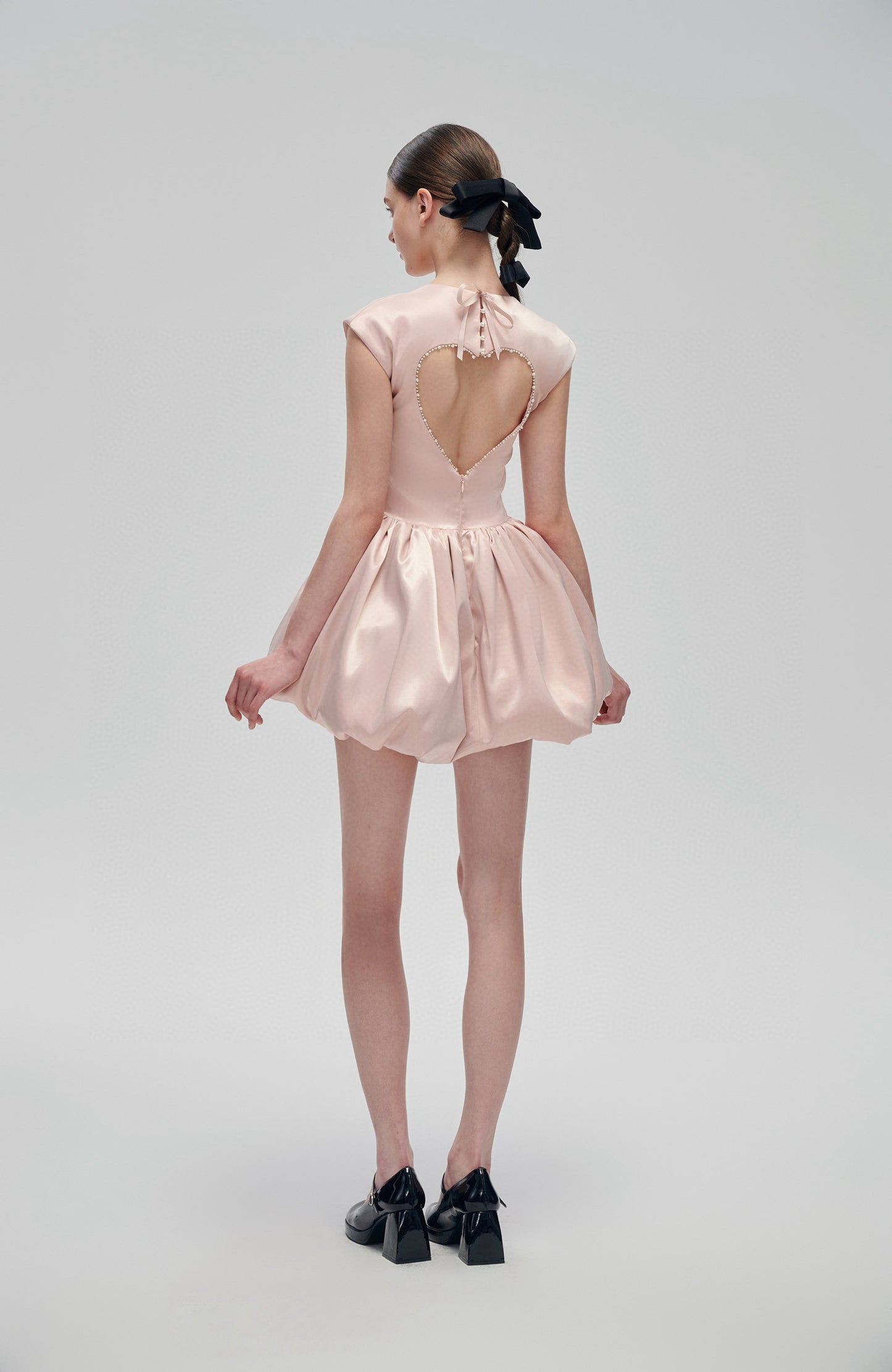 FA SOGNO Pink Backless Heart Mini Dress