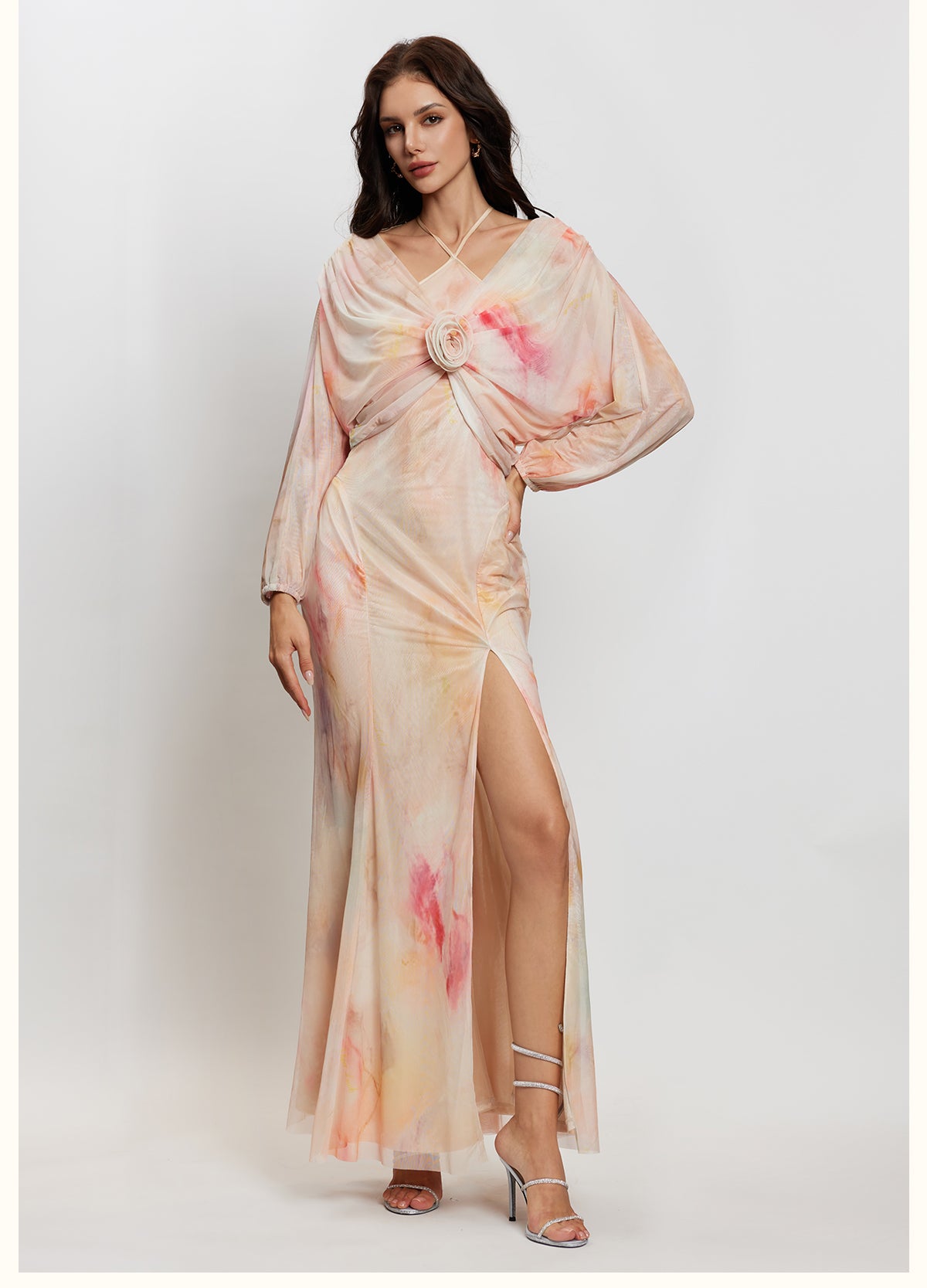 SHEERLUCK PINK MAXI DRESS & BLOUSE
