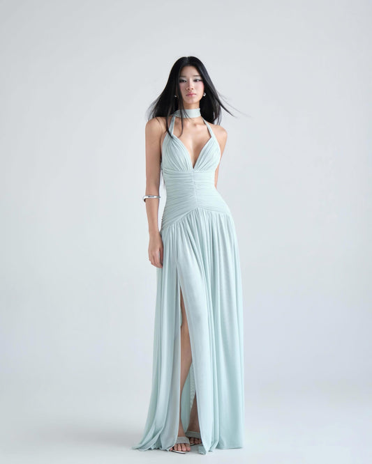 Blue Knit Posey Maxi Dress