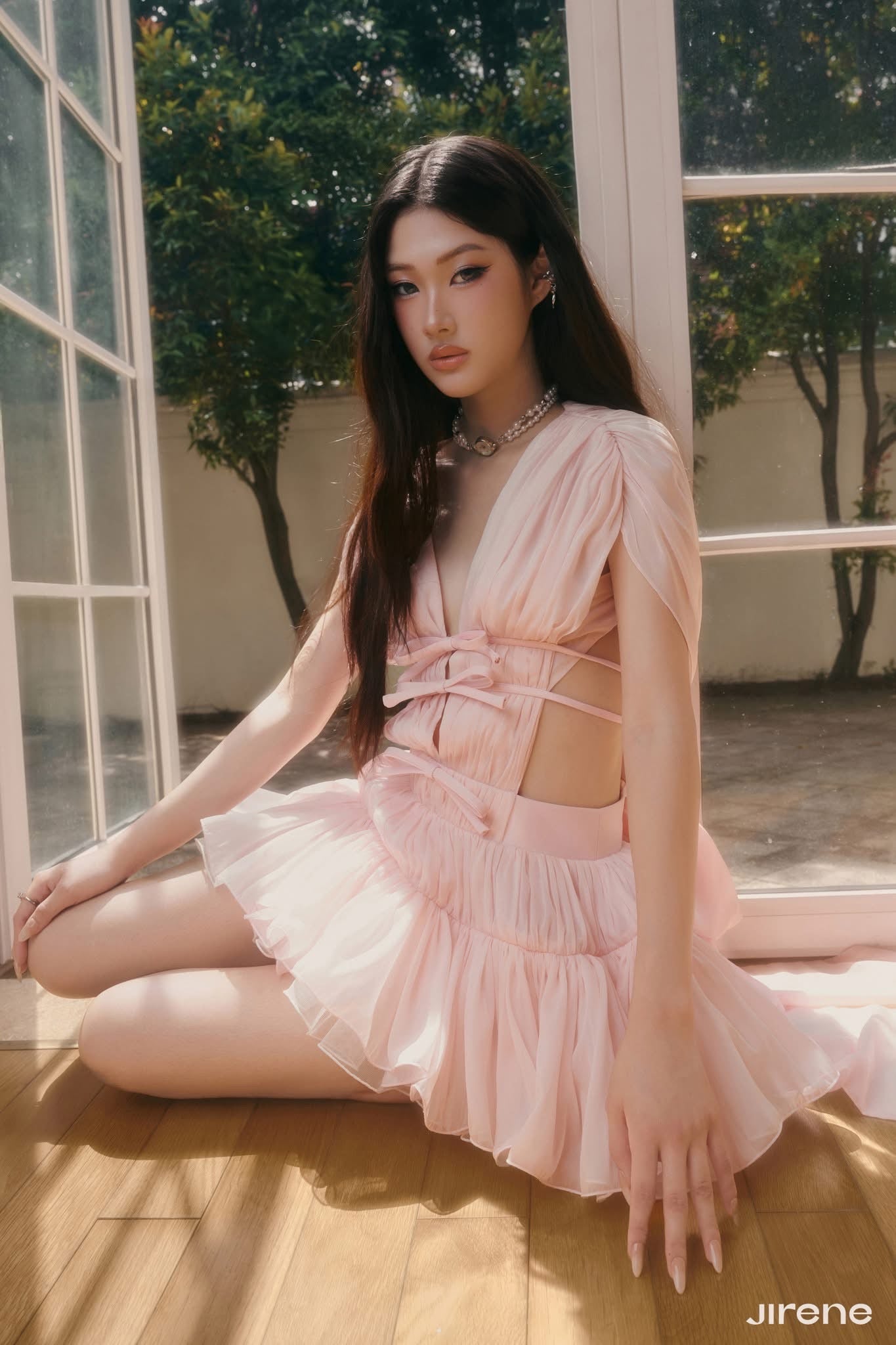 JIRENE Pink Ribbon Mini Dress