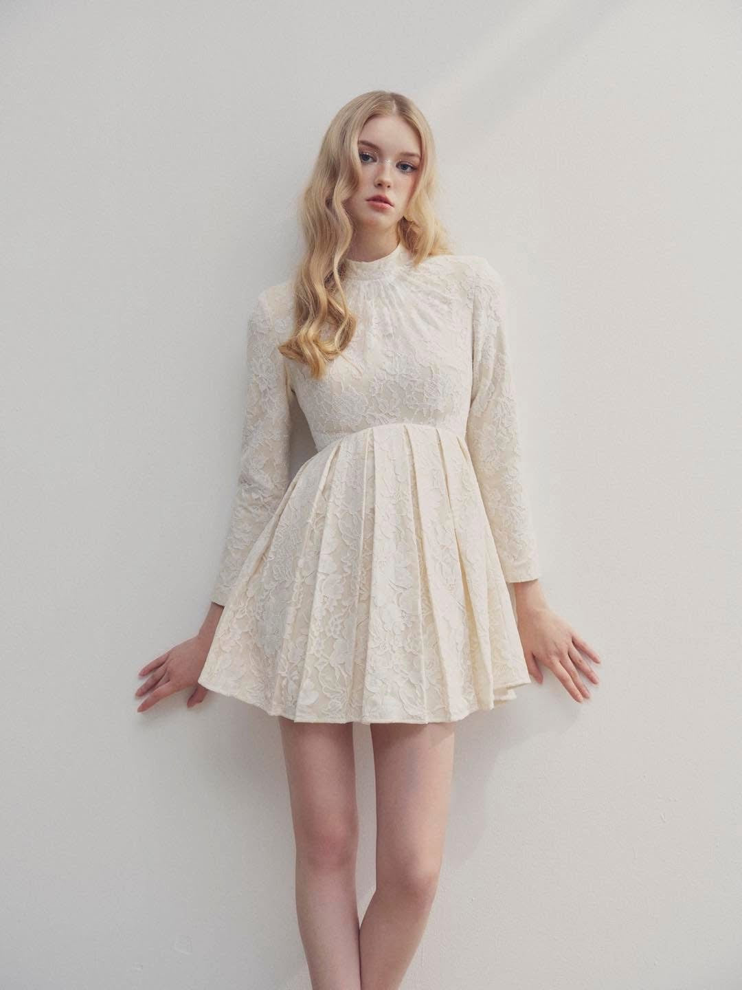 DELICIAE White Elegant Opal Mini Dress