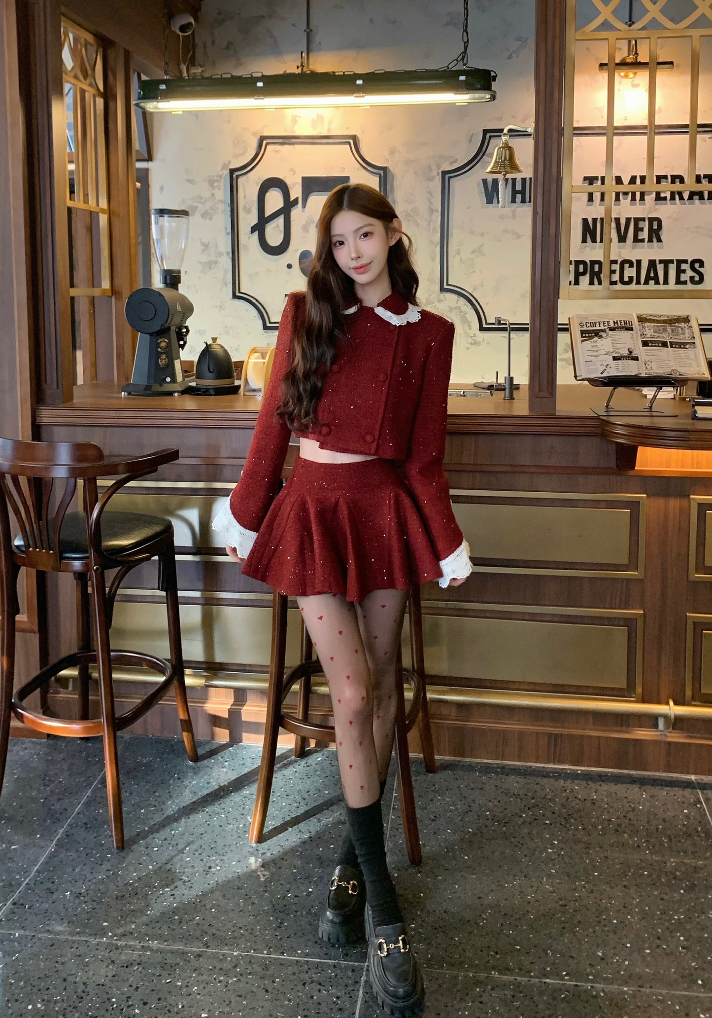 MASION WESTER Red Tweed Jacket & Skirt