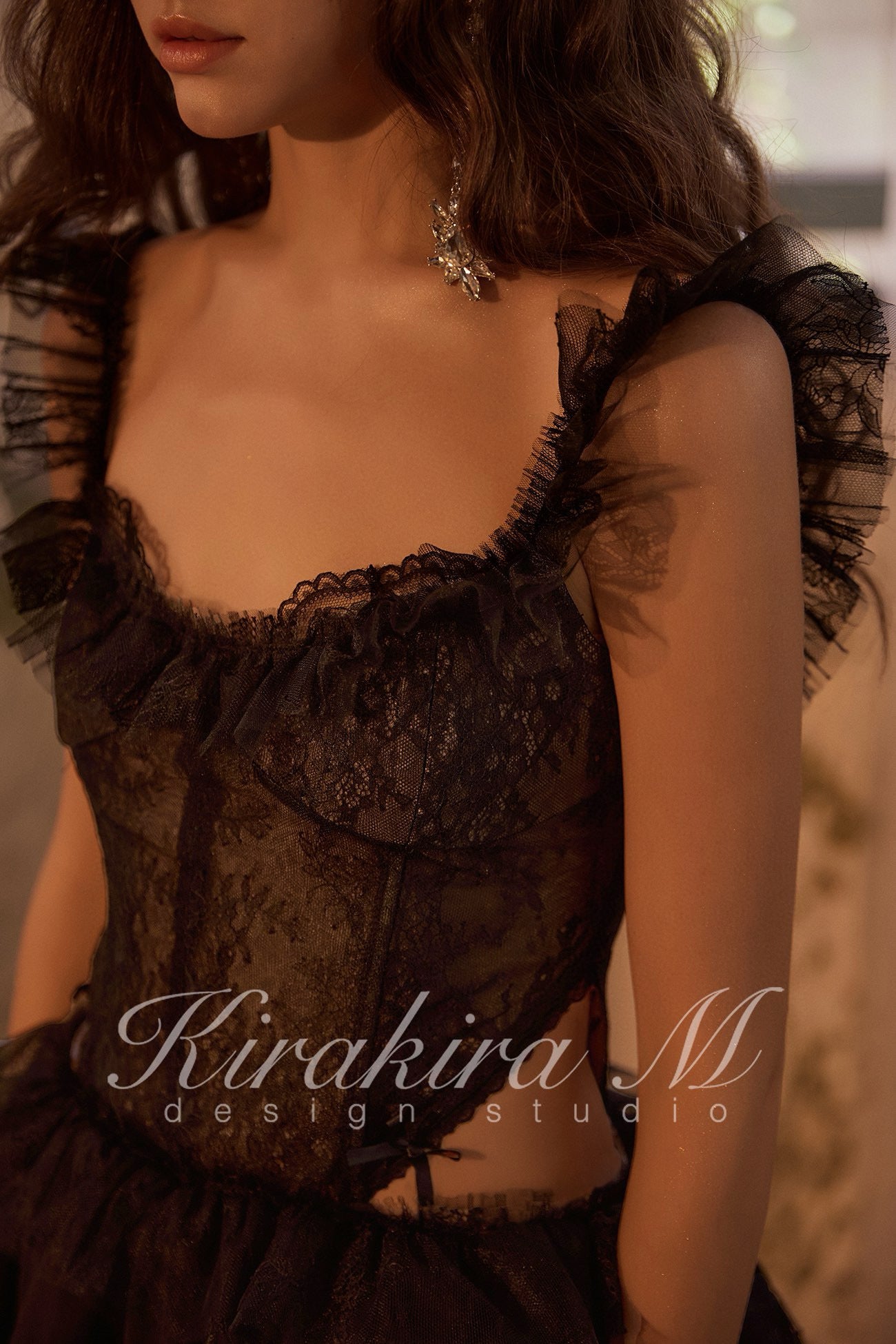 KIRAKIRA M Black Lace Mini Dress