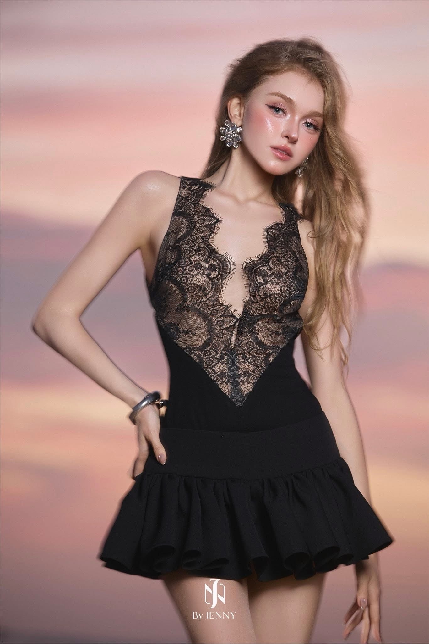 BY JENNY Black Sweet Vacation Lune Mini Dress
