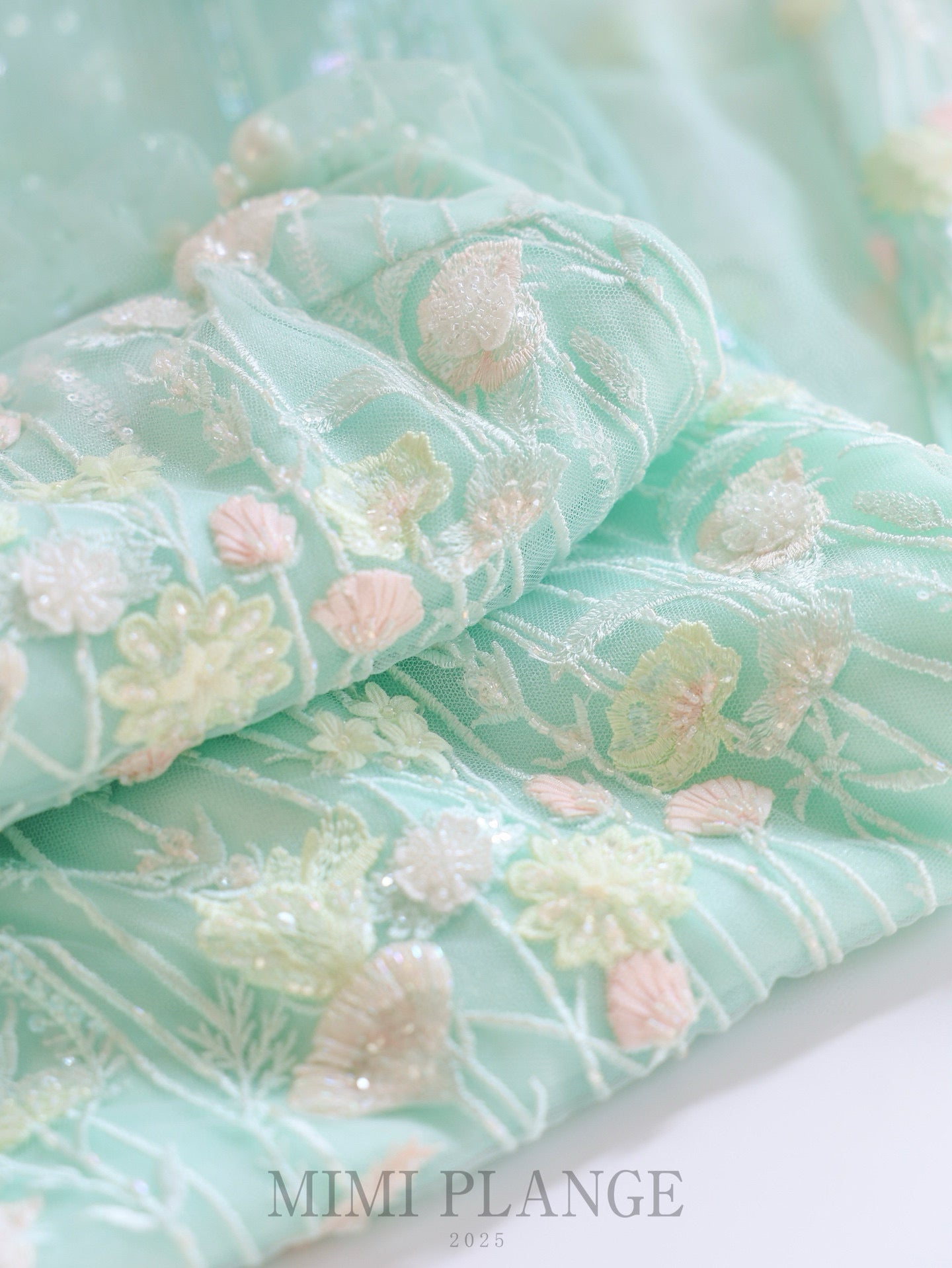 MIMI PLANGE Mint Floral Midi Dress