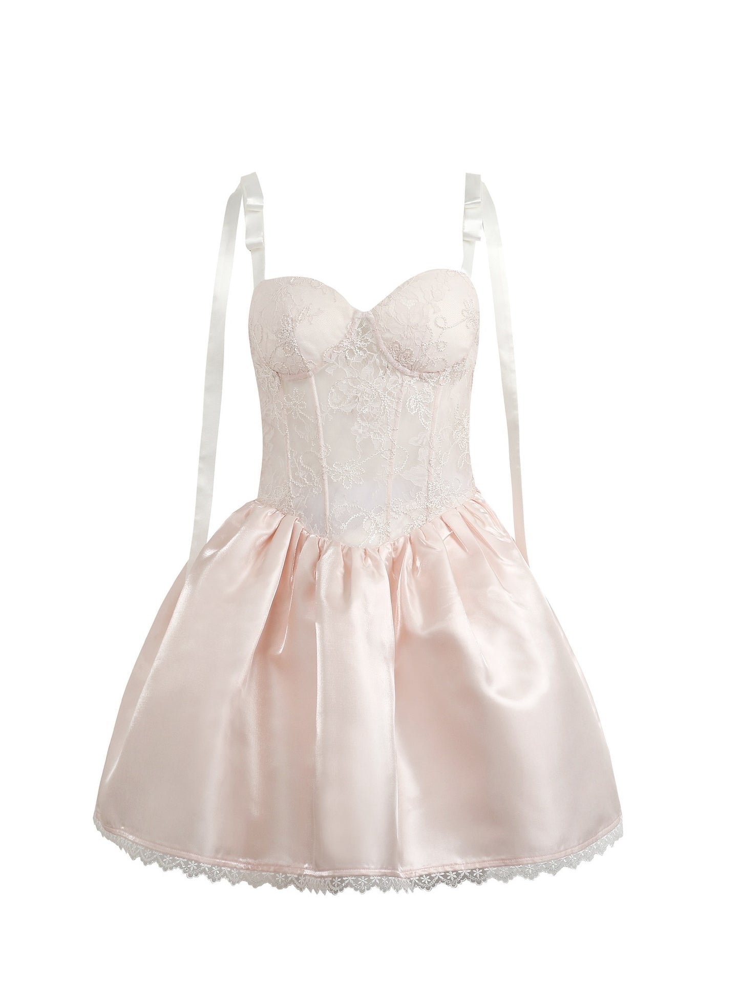 JEAN SOO Sweet Vacation Pink Lace Bow Mini Dress