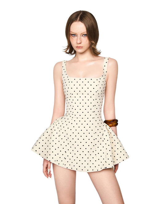 LSOUL WHITE ZOEY POLKA DOT MINI DRESS