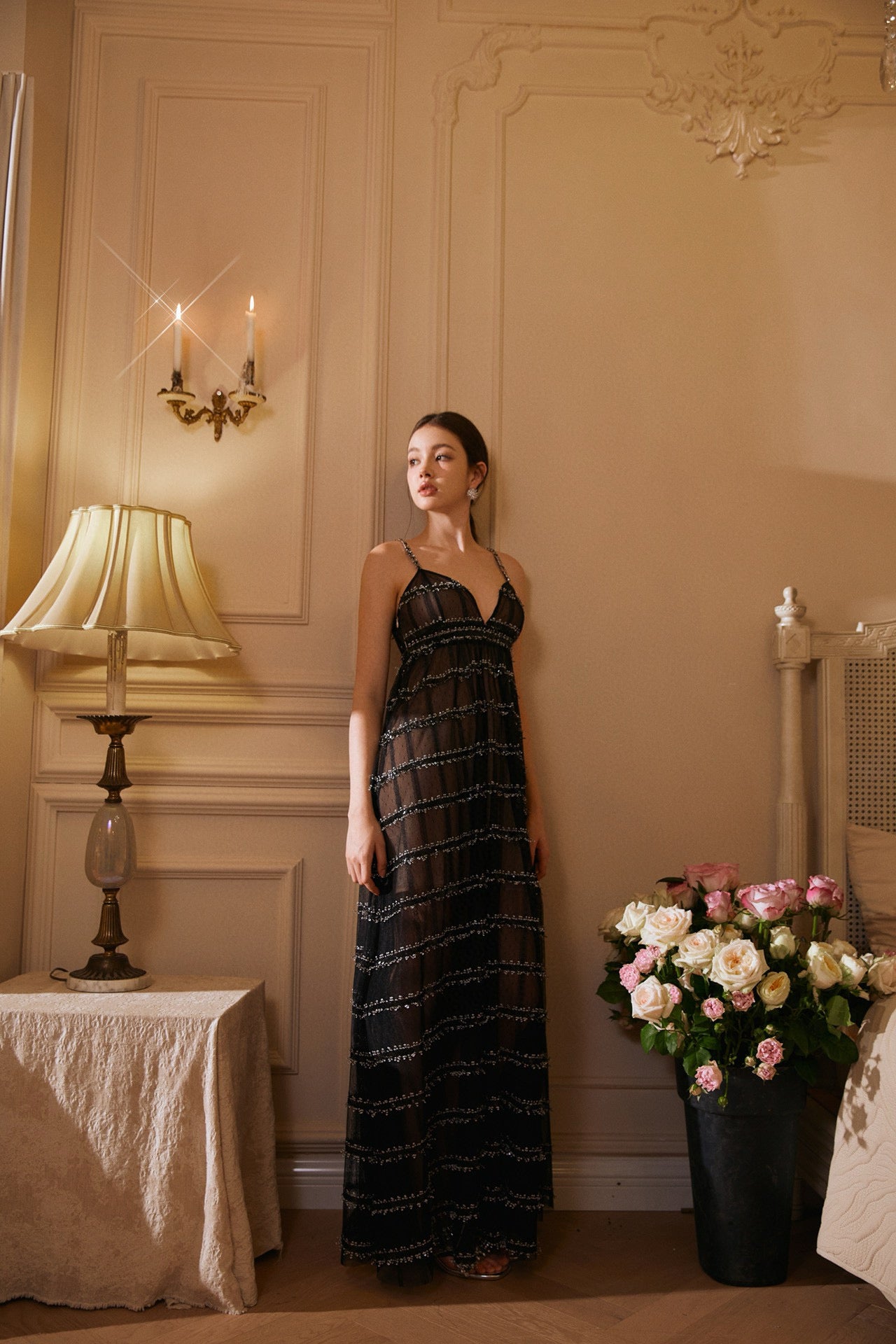 WARDROBE BY CHEN Black wedding party maxi dress