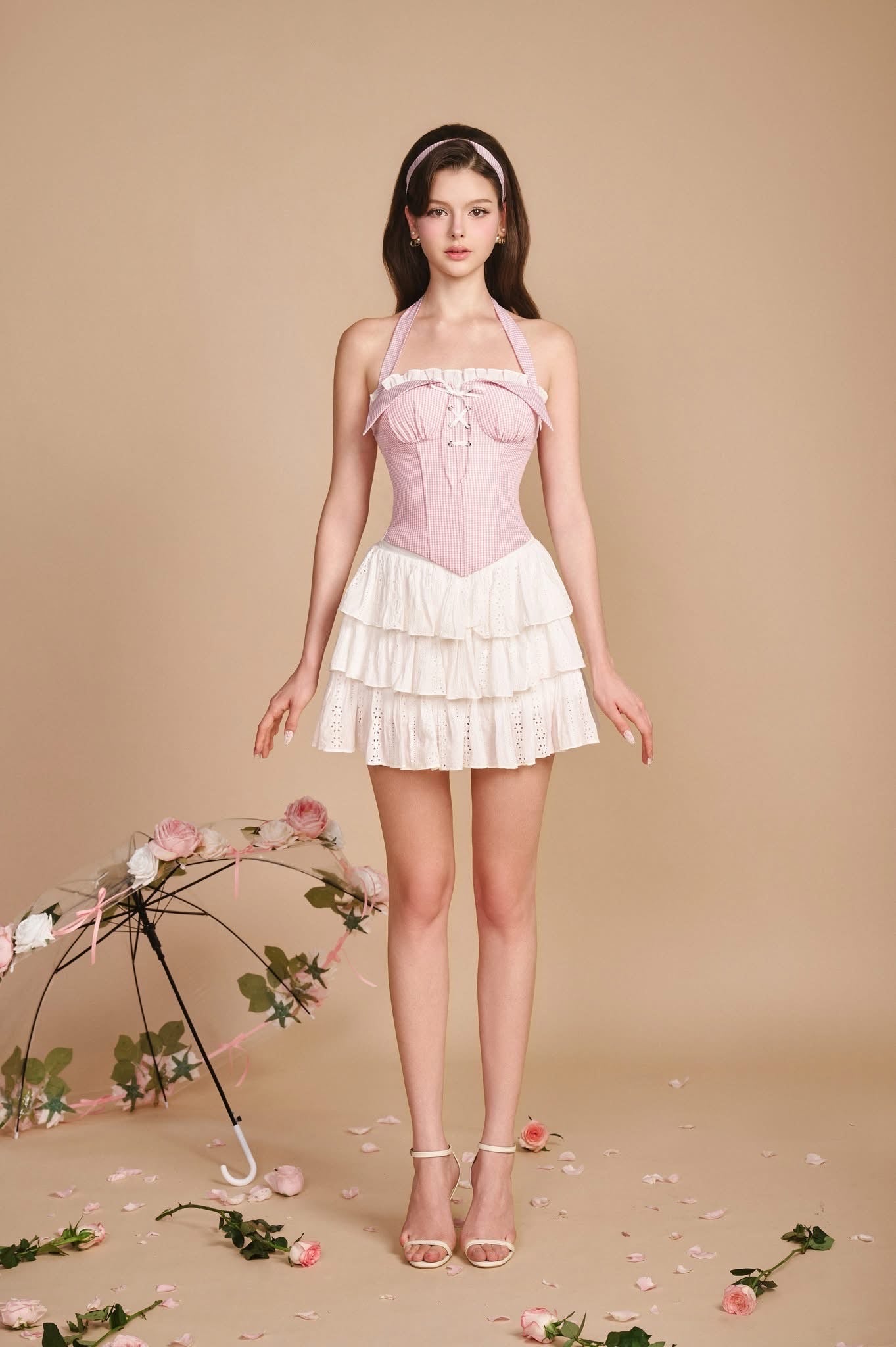 SISSY NATION Sweet Elegant Fairycore Pink French Lover Corset Top & My Dear Skirt