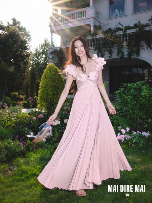 MAI DIRE MAI Pink Bow Maxi Dress
