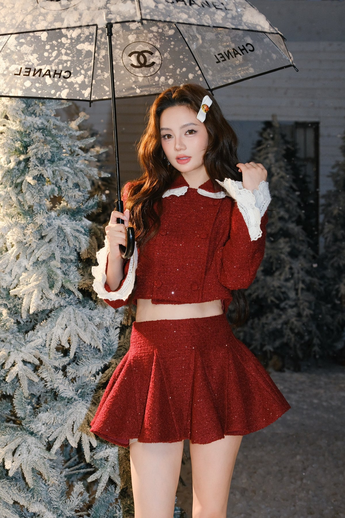 MASION WESTER Red Tweed Jacket & Skirt
