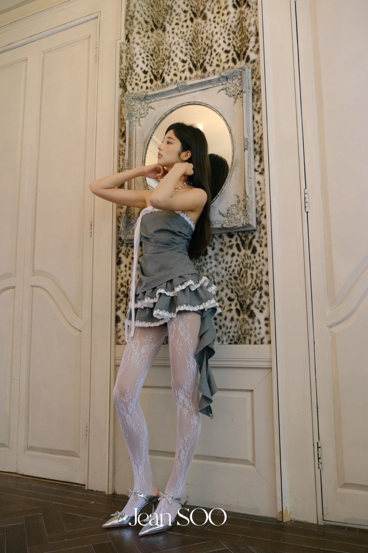JEAN SOO Sweet Vacation Grey Lace Top & Skirt