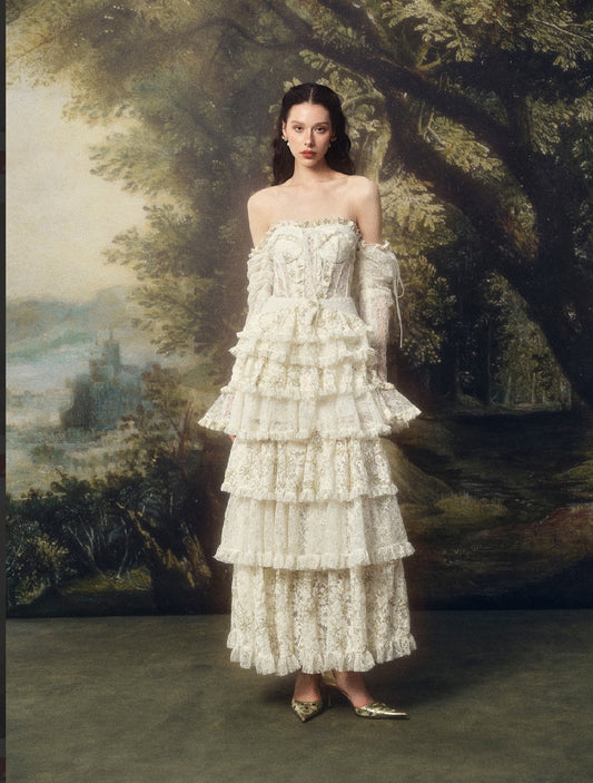 LINHPHUNG White Lace Elowen Maxi Dress