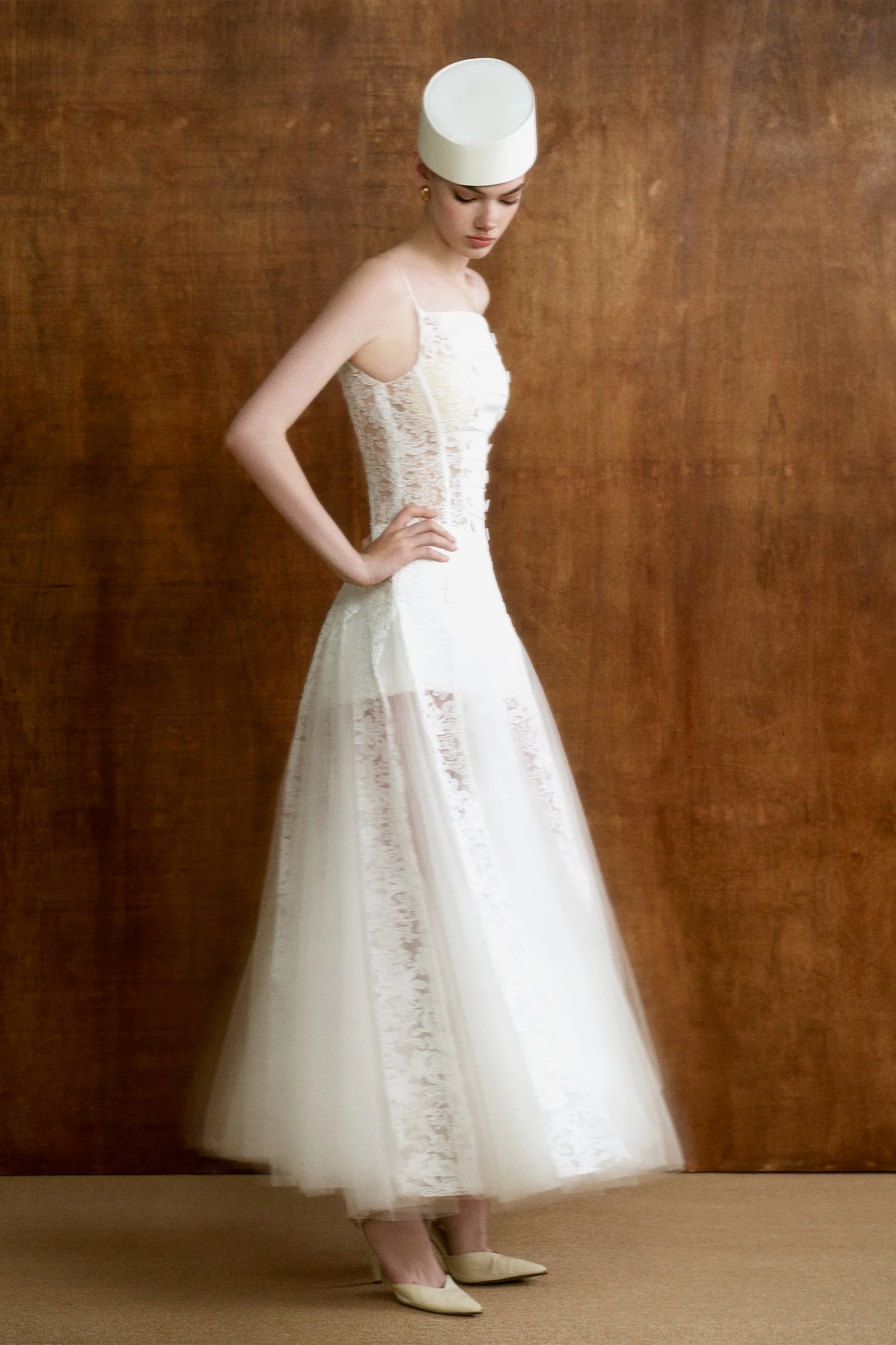 CICI White Elegant Vacation Lace Mariel Scarf-neck Maxi Dress