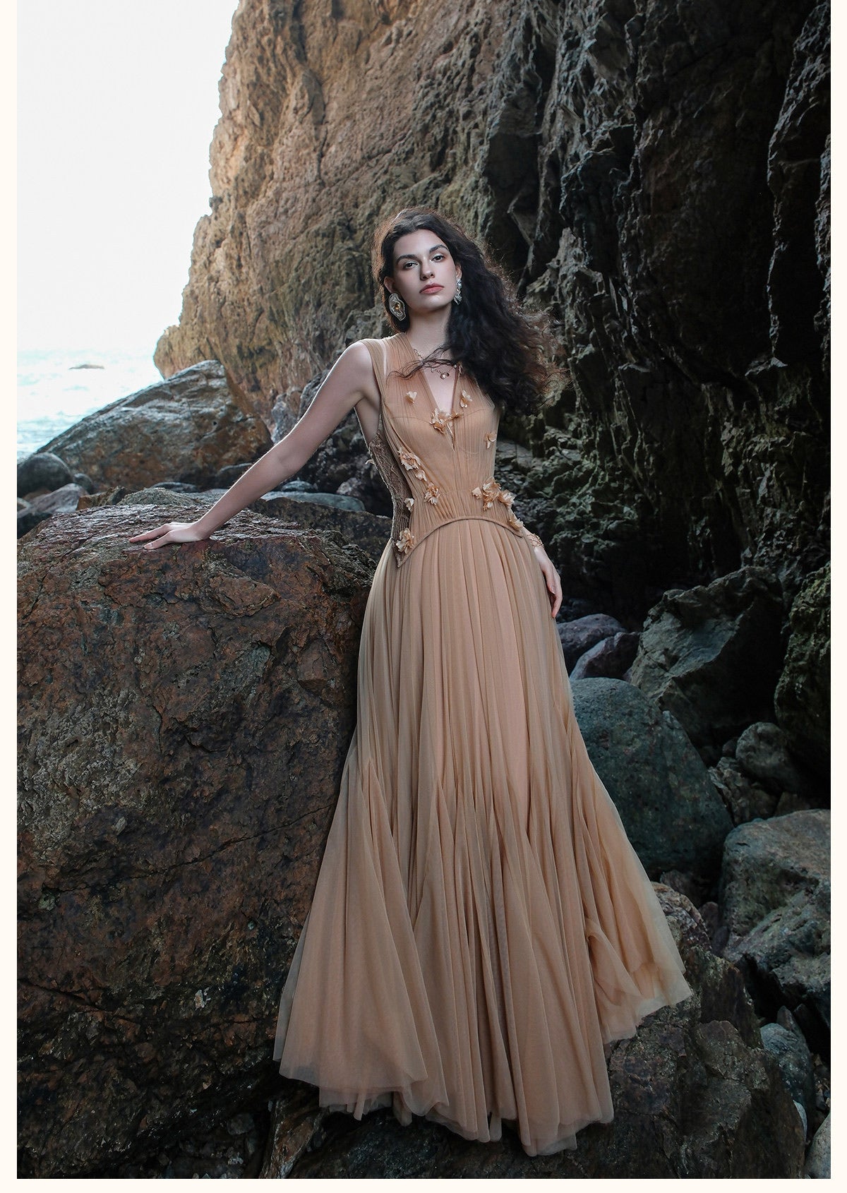 SHEERLUCK Green Elegant Tidal Lace Layer Maxi Dress