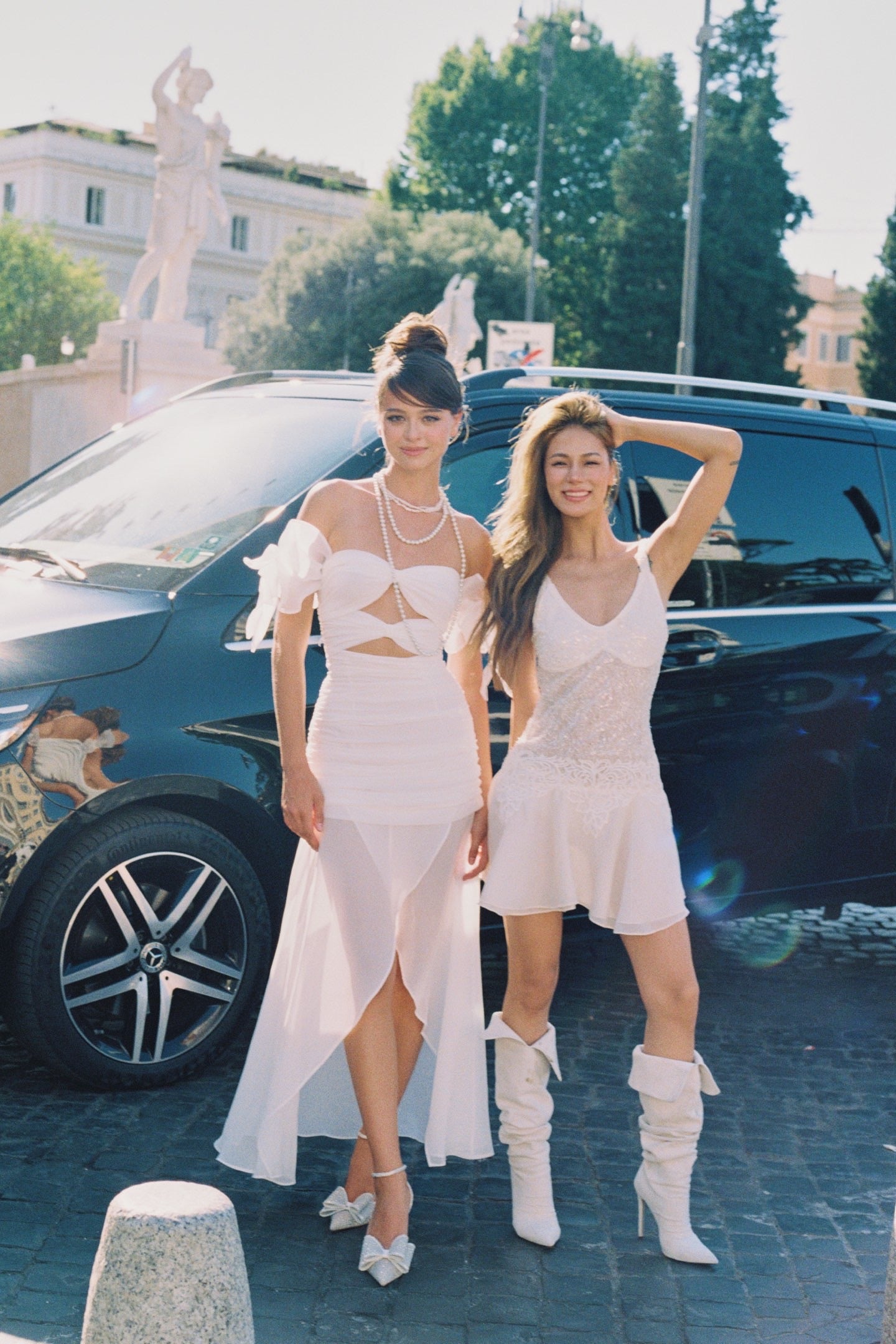 MINPURA White Bow Midi Dress