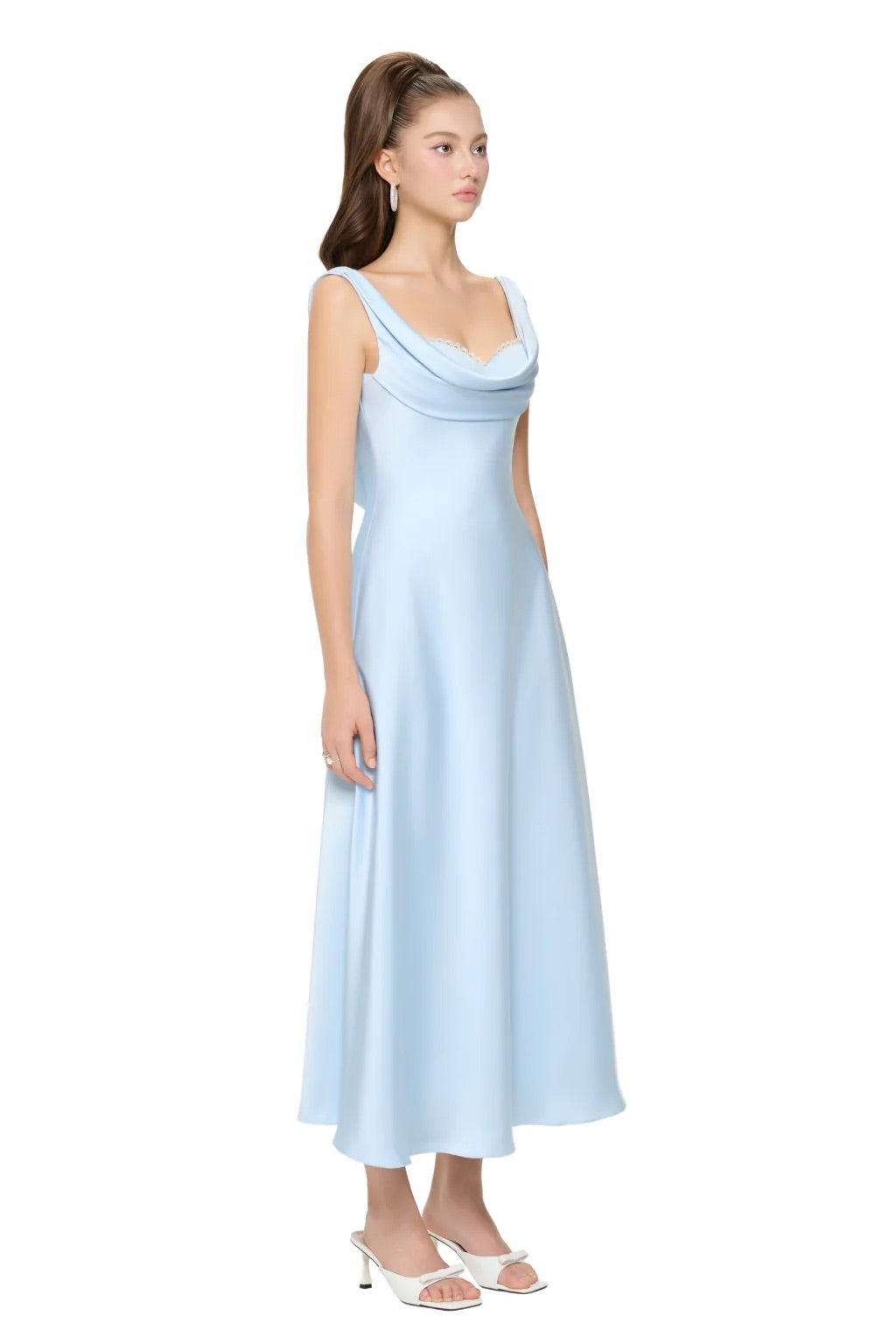 JUBIN Blue Elegant Midi Dress