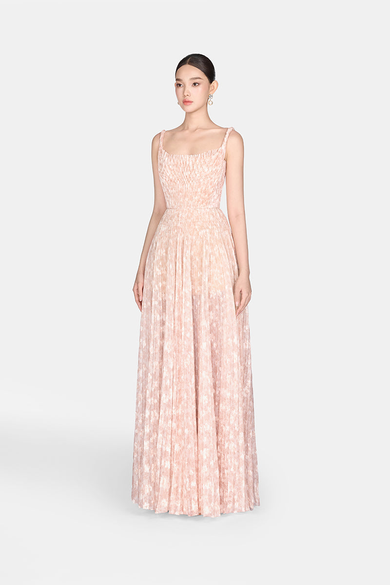 MONTSAND Pink Pleated Maxi Dress