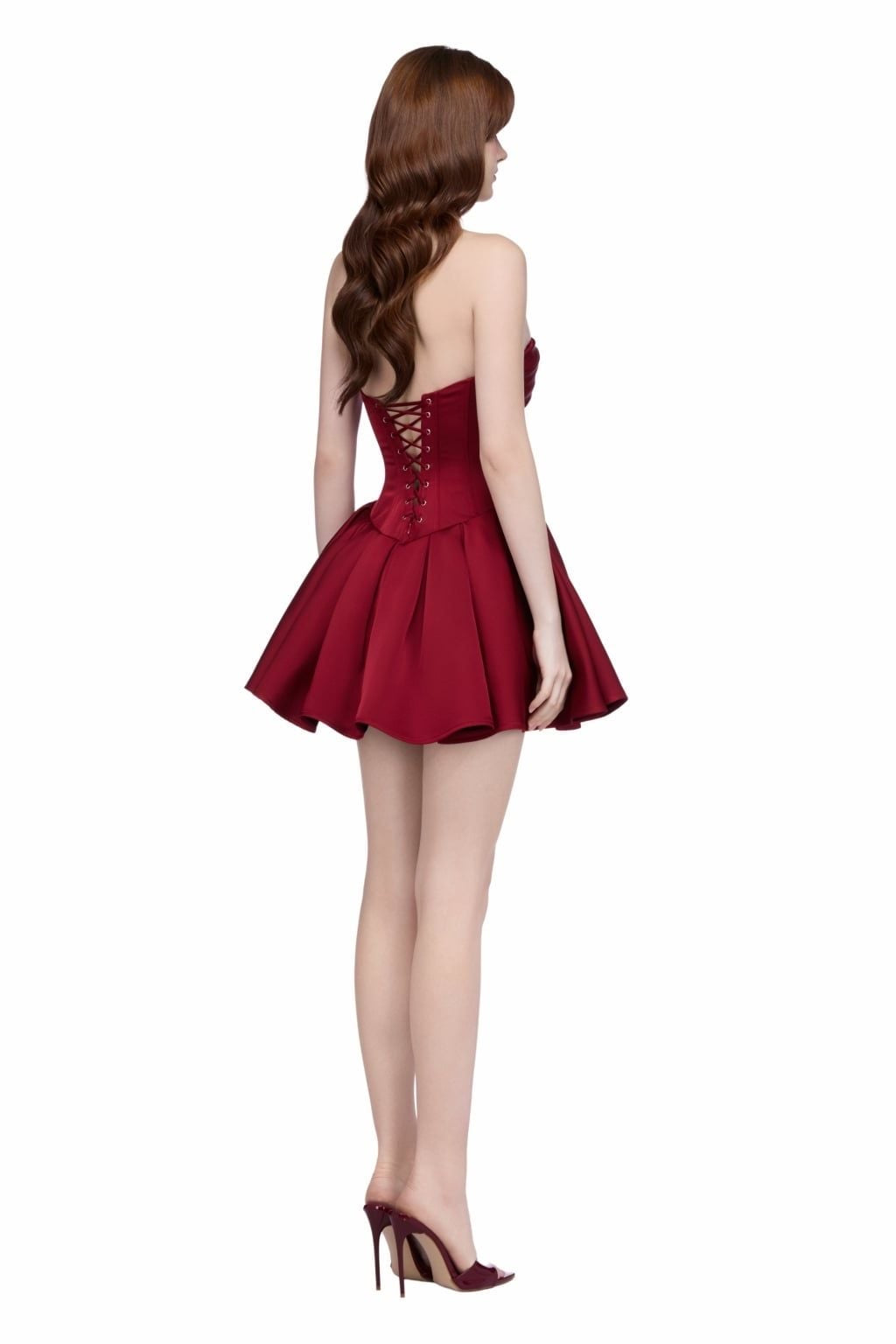 JUBIN Red Elfie Satin Mini Dress
