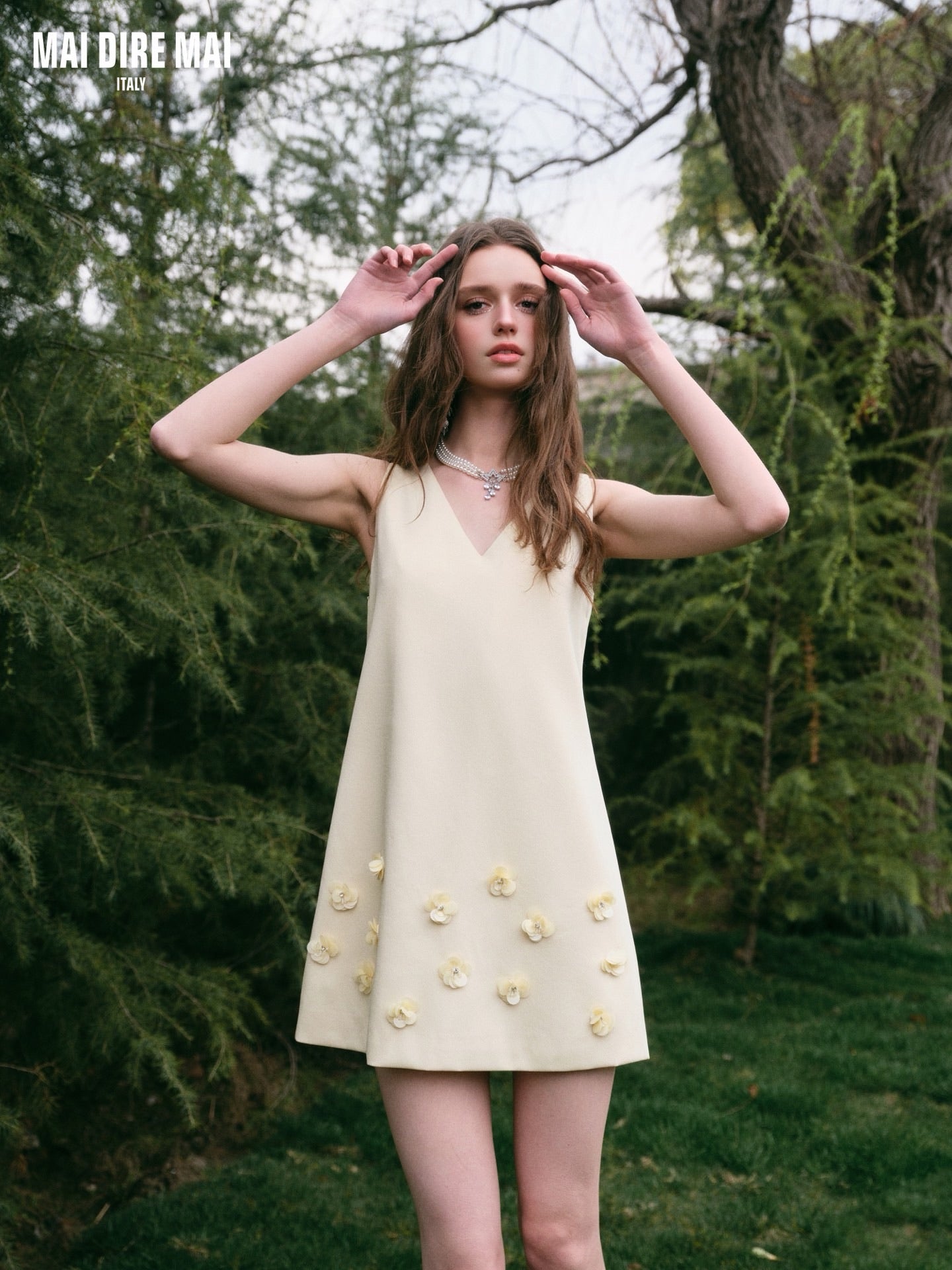 MAI DIRE MAI Sweet Elegant Yellow Floral Mini Dress