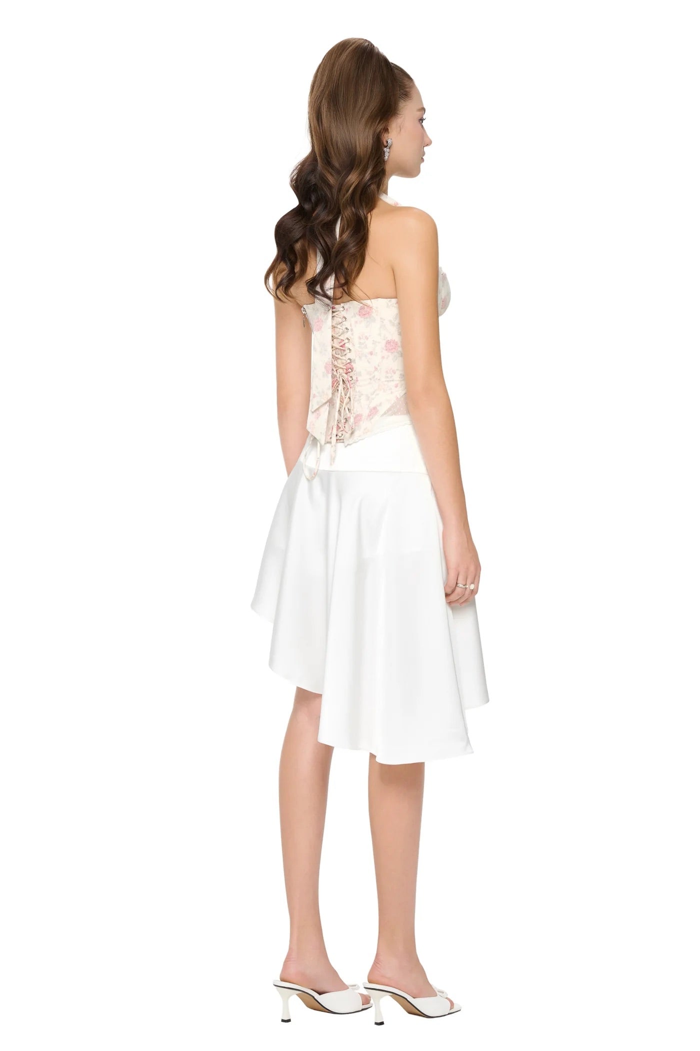 JUBIN Floral Doria Top & White Skirt