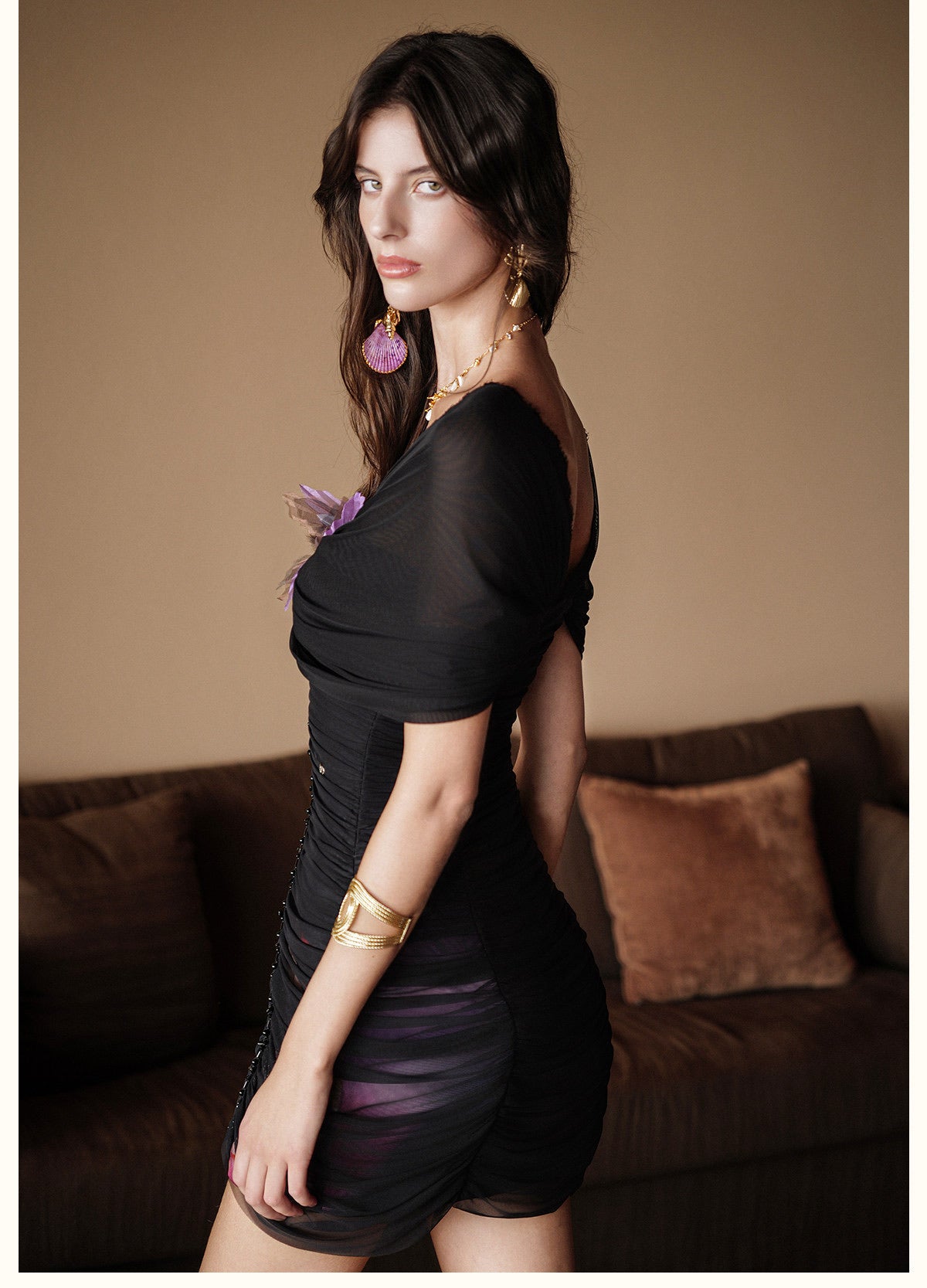 Sheerluck Elegant Vacation Black Farfalla Butterfly Mini Dress