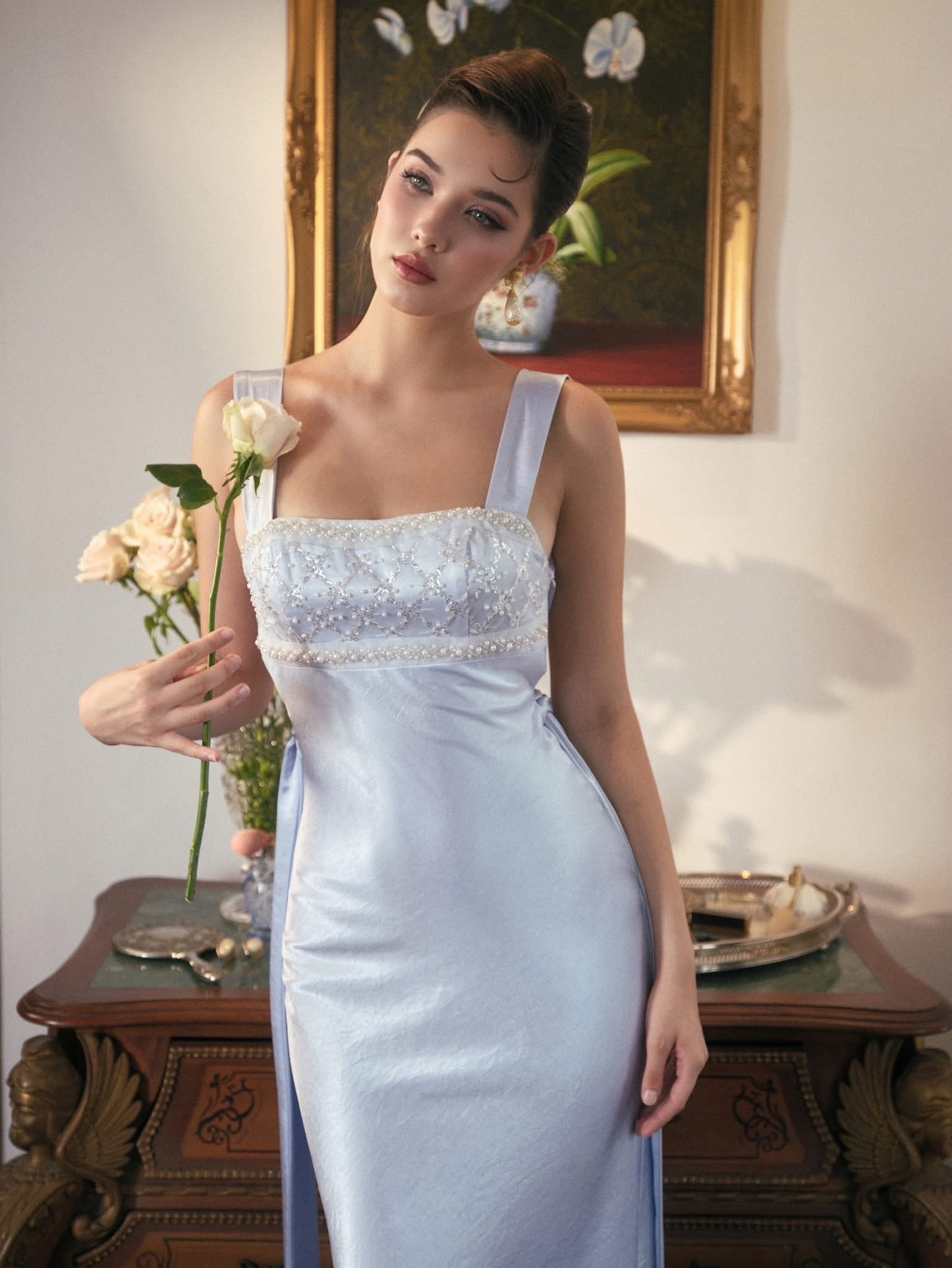 KISSERINE ATELIER Elegant Fairycore Blue Gown Renaisee Maxi Dress