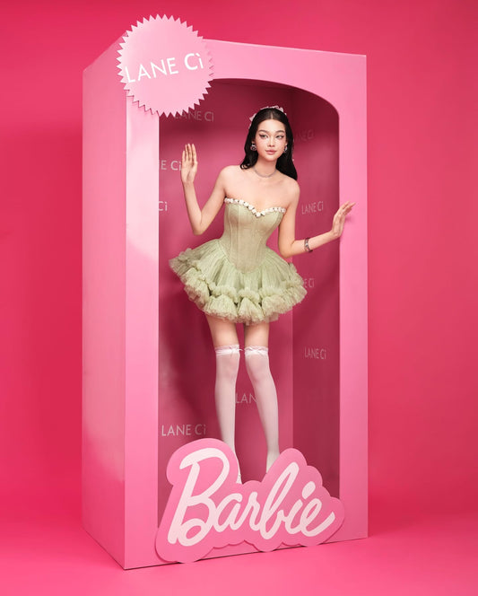 LANE CI Green Bloom Mini Dress