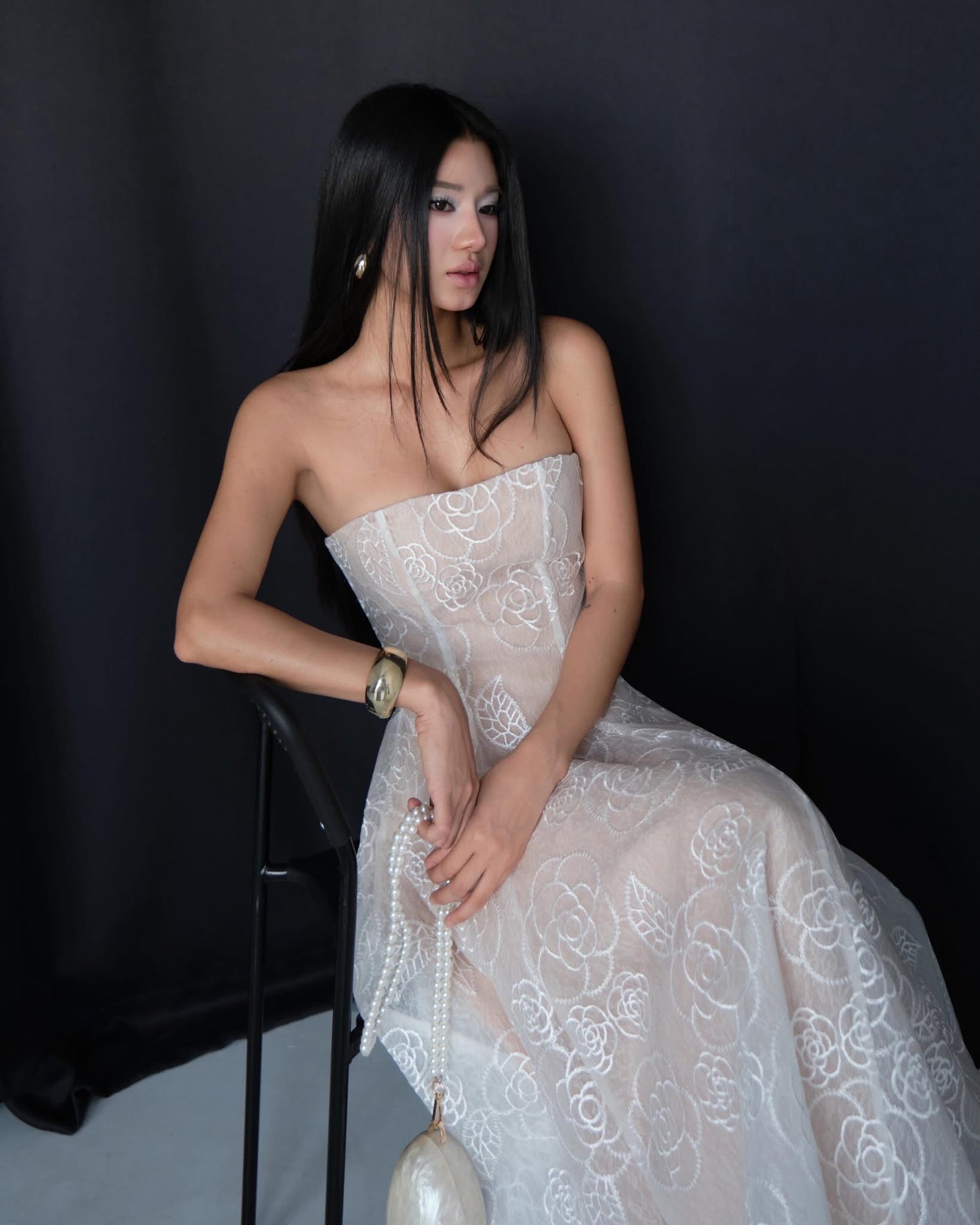 DELICIAE White Lace Alyssa Midi Dress