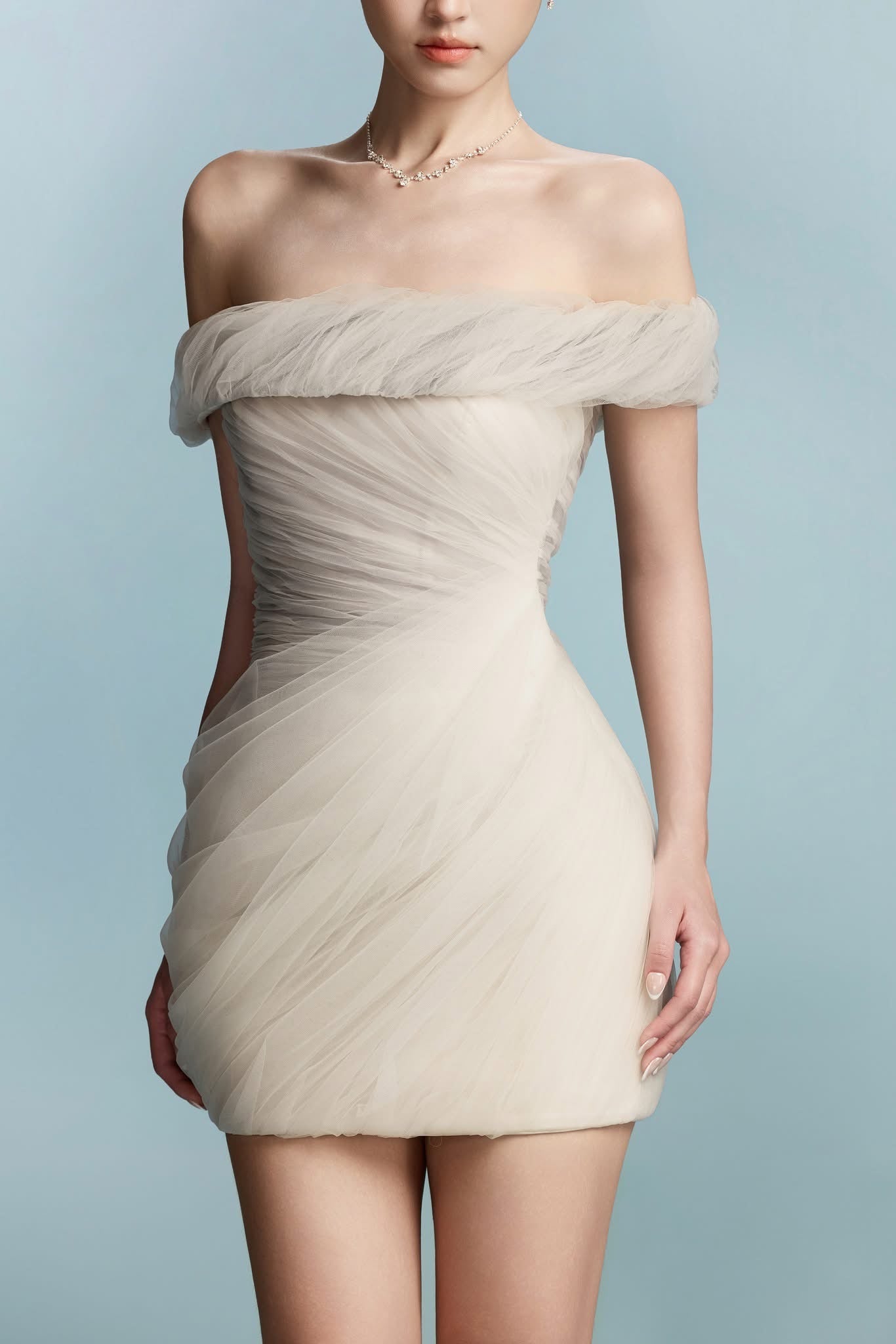 BYDI Elegant Minimalist Grey She Mini Dress