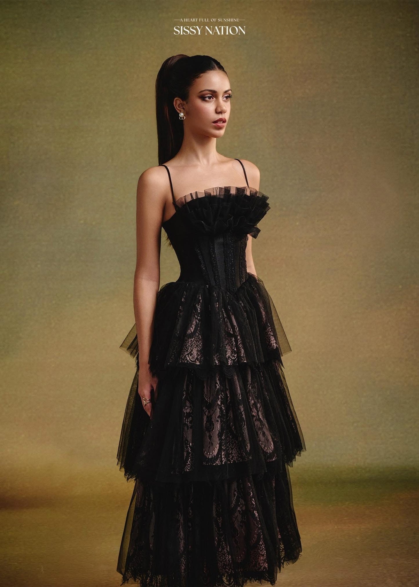 SISSY.NATION Black Elegant Corset Midi Dress