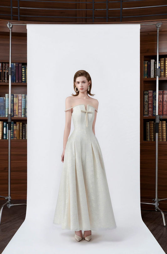 DETHEIA Elegant Vintage White Ingrid Maxi Dress
