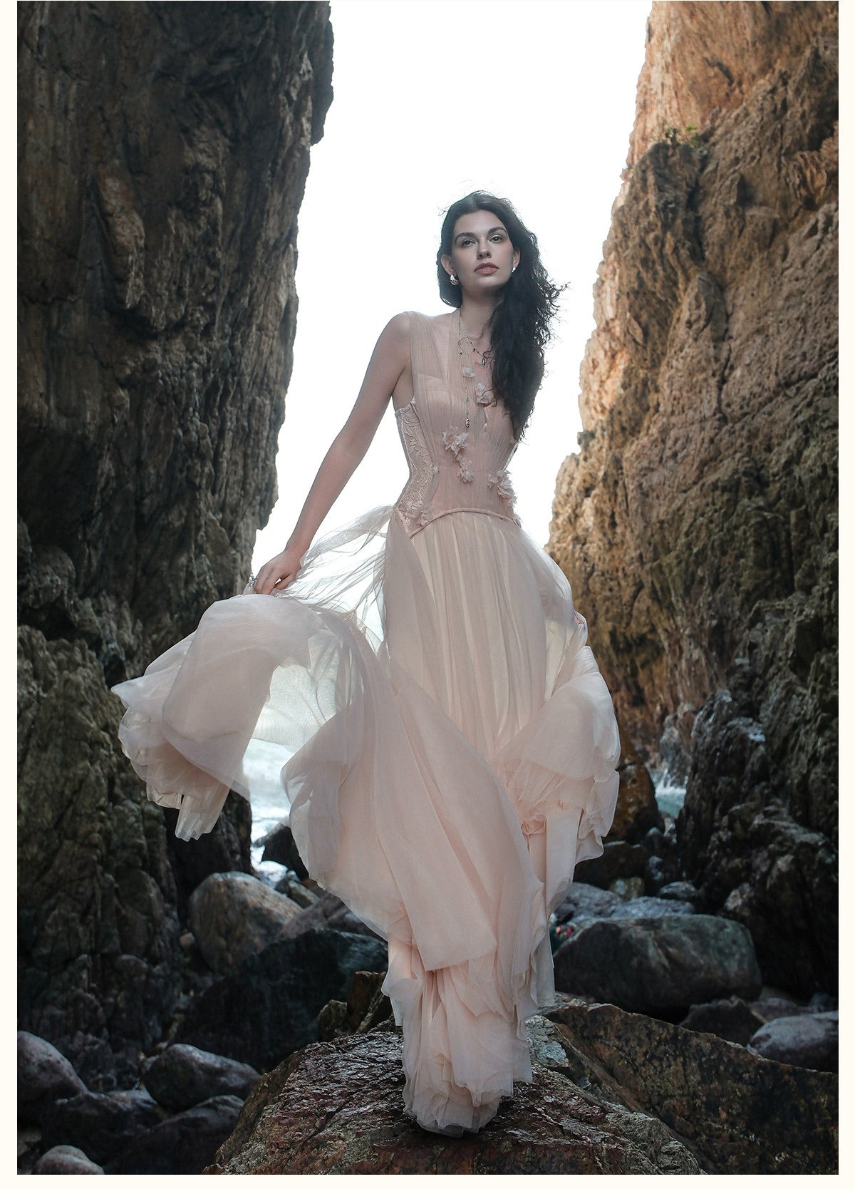 SHEERLUCK Green Elegant Tidal Lace Layer Maxi Dress