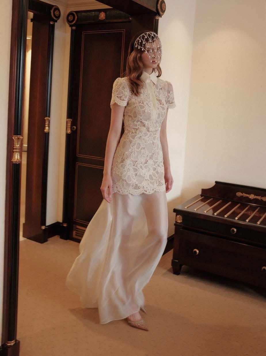OIA STUDIOS White Sweet Elegant Vacation Lacey Maxi Dress