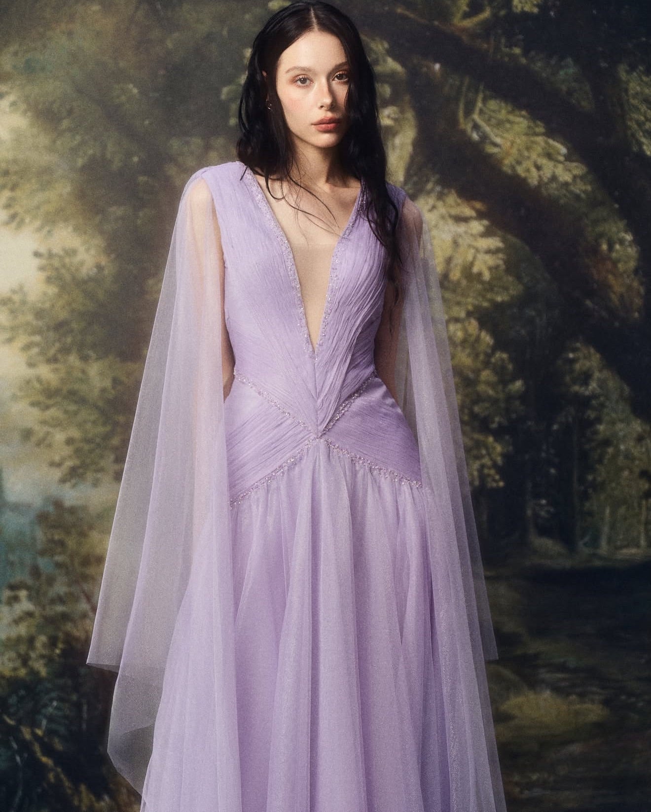 LINHPHUNG  Purple Palilia Gauze Maxi Dress