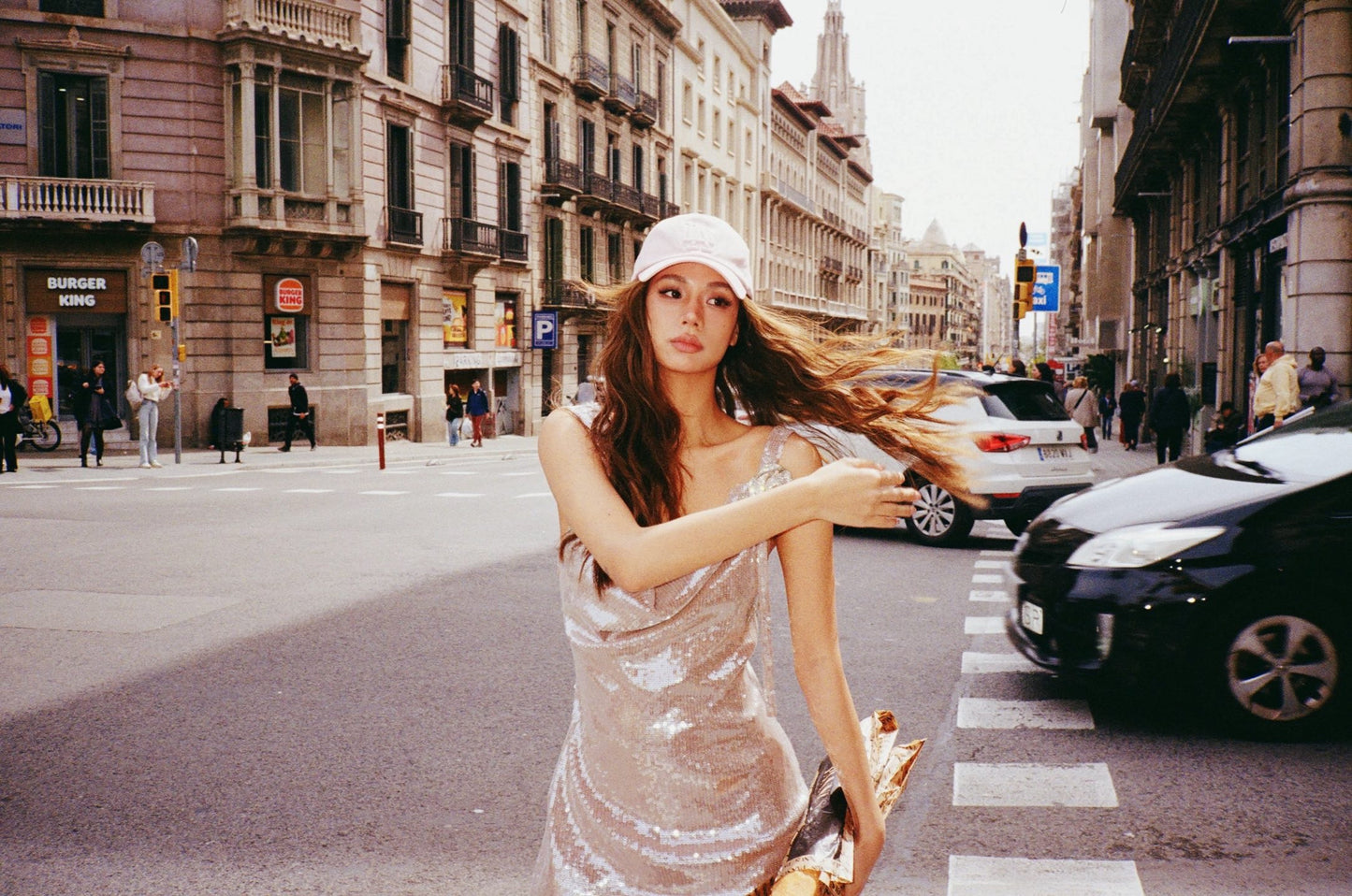 MINPURA Sliver V-neck Sequins Mini Dress