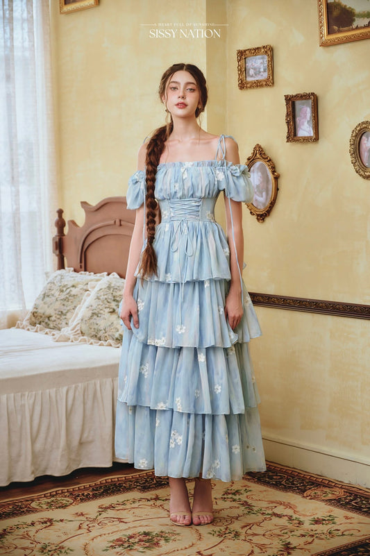 Blue Cruel Summer Cake Maxi Dress