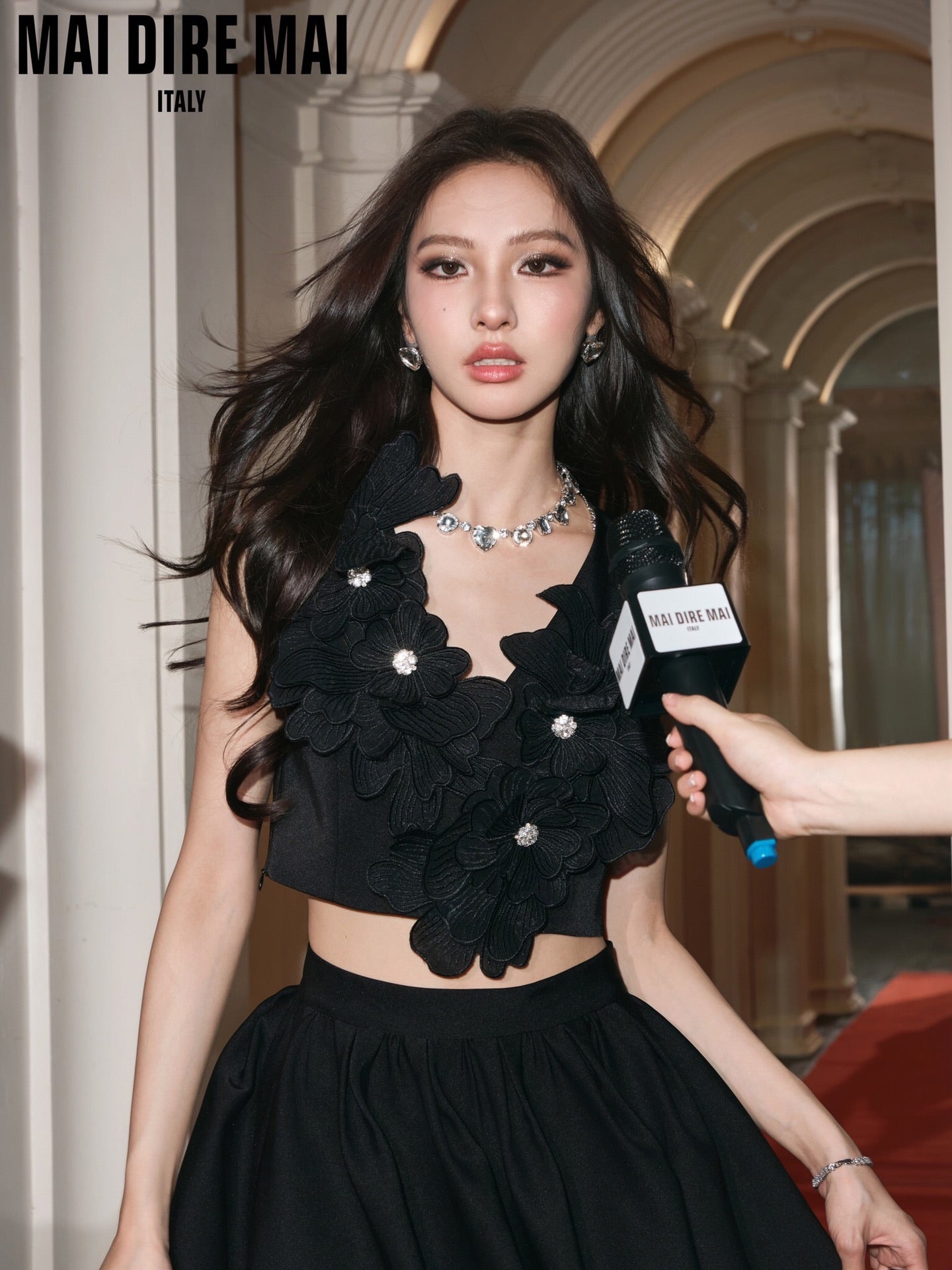 MAI DIRE MAI Black Floral Top & Skirt