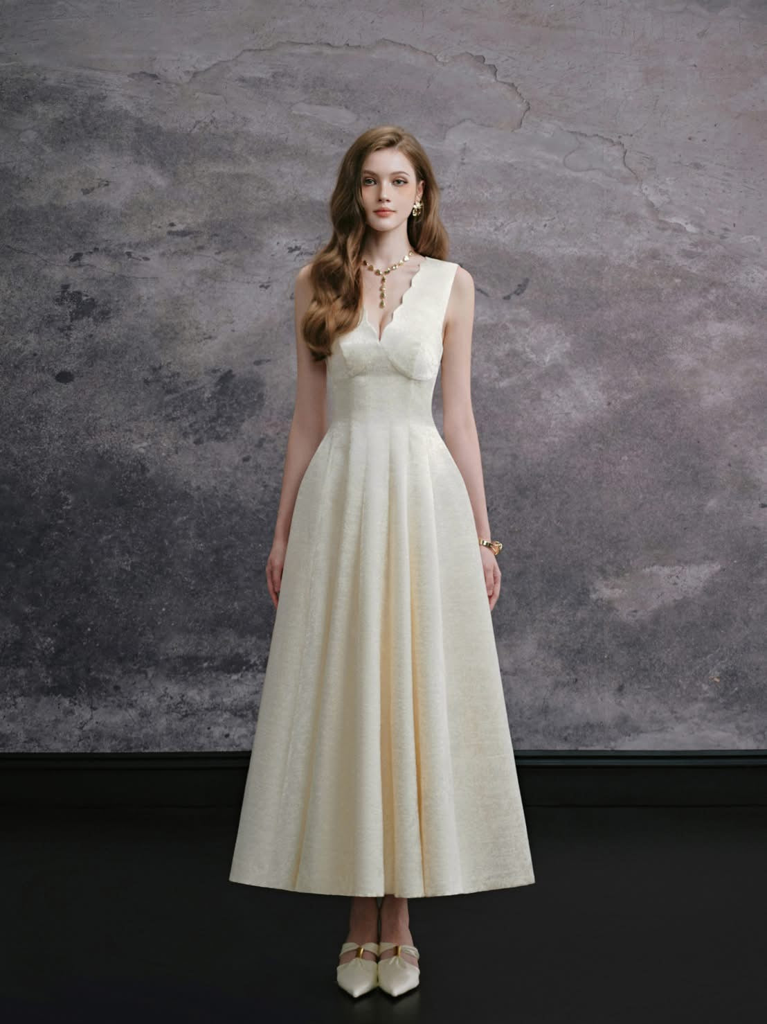 DELICATE Cream Maxi Dress